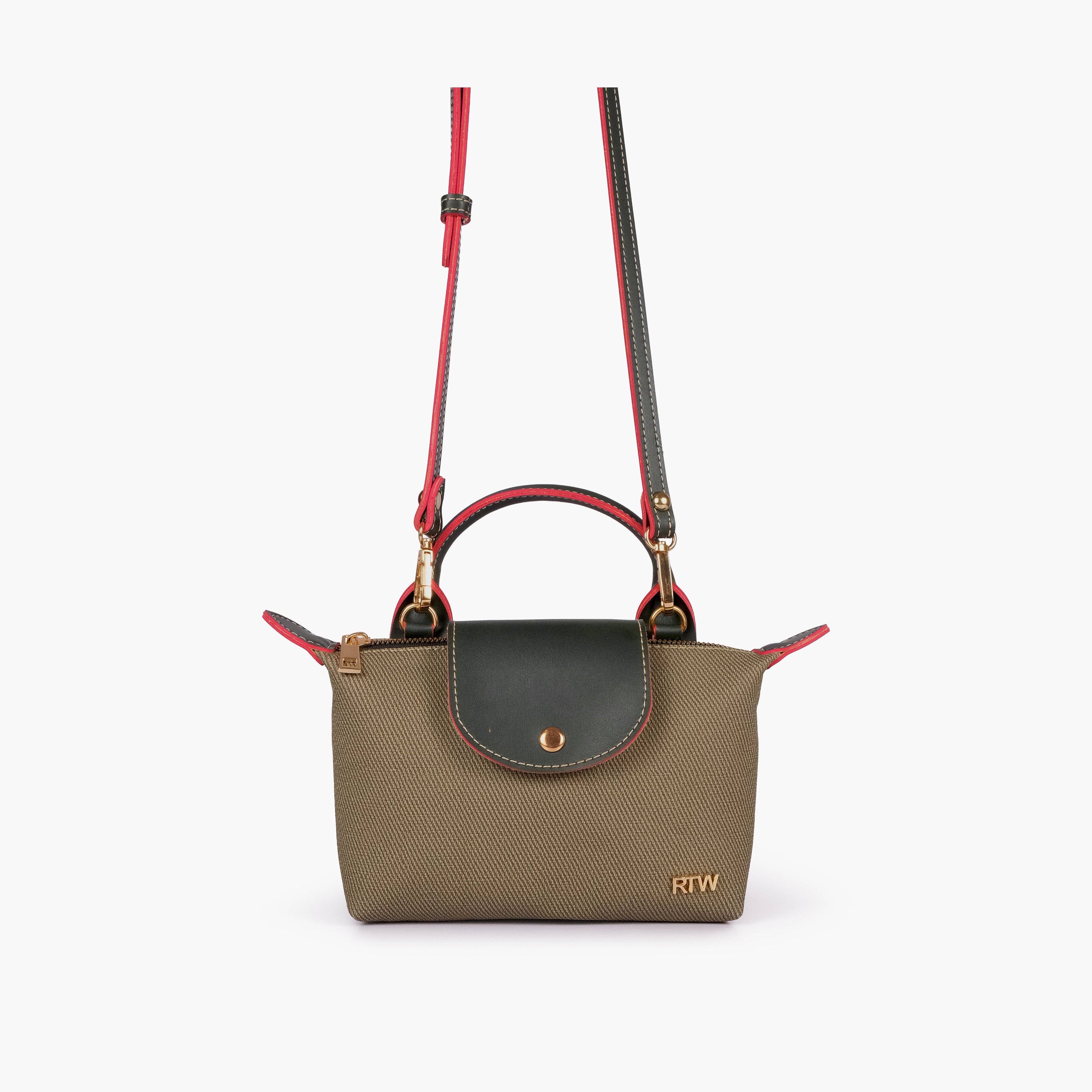 Green denim mini cross-body bag