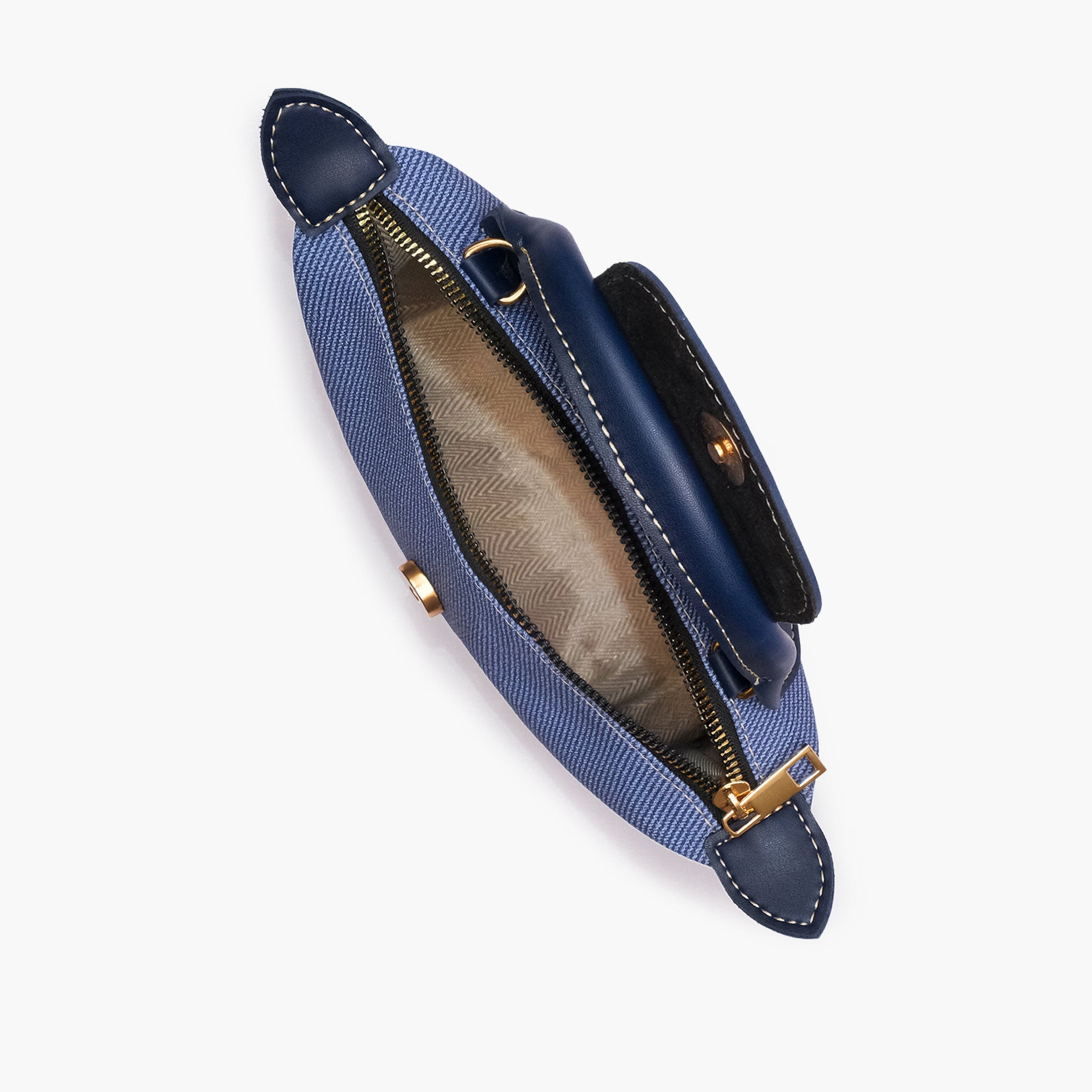 Blue denim mini cross-body bag