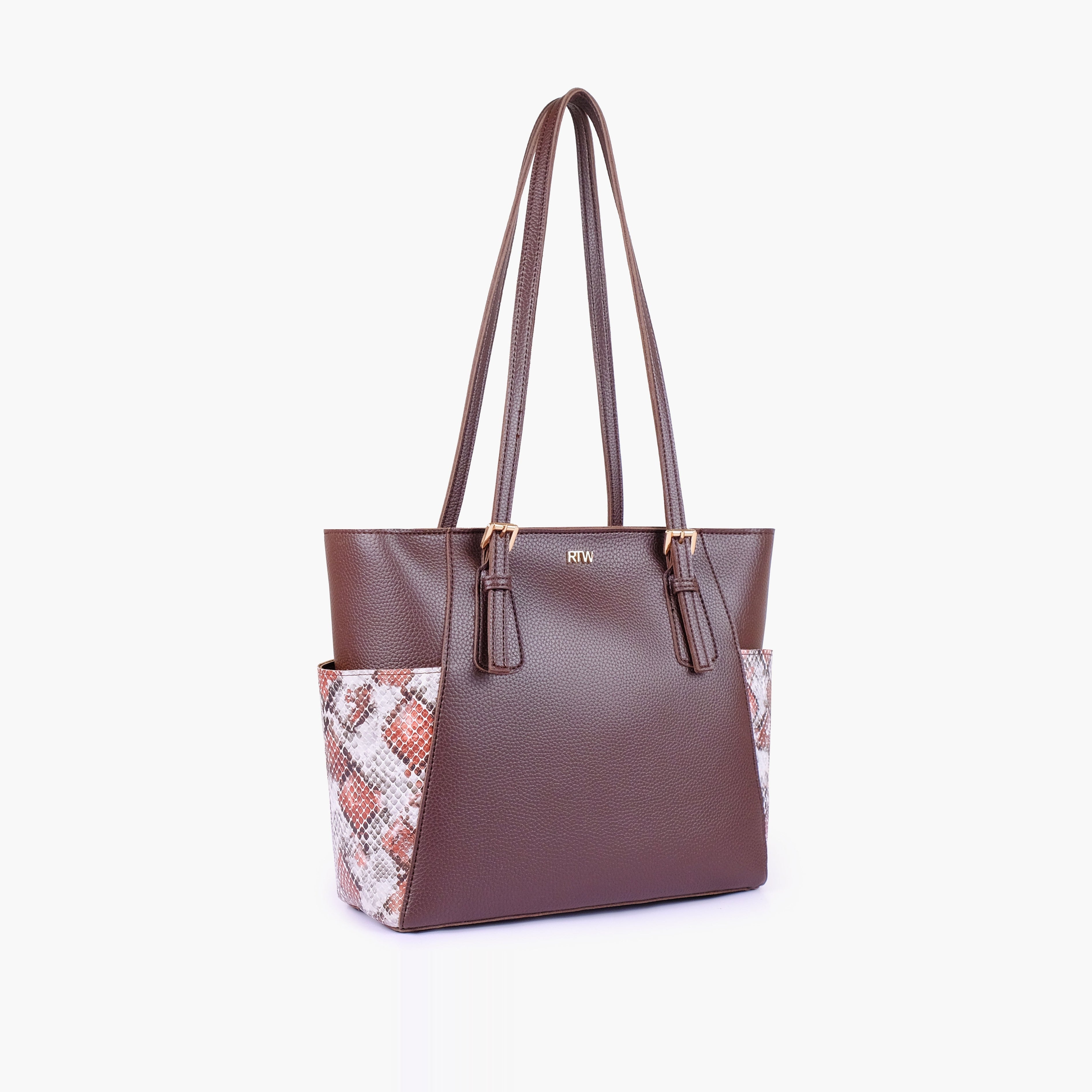 Dark brown double pocket tote