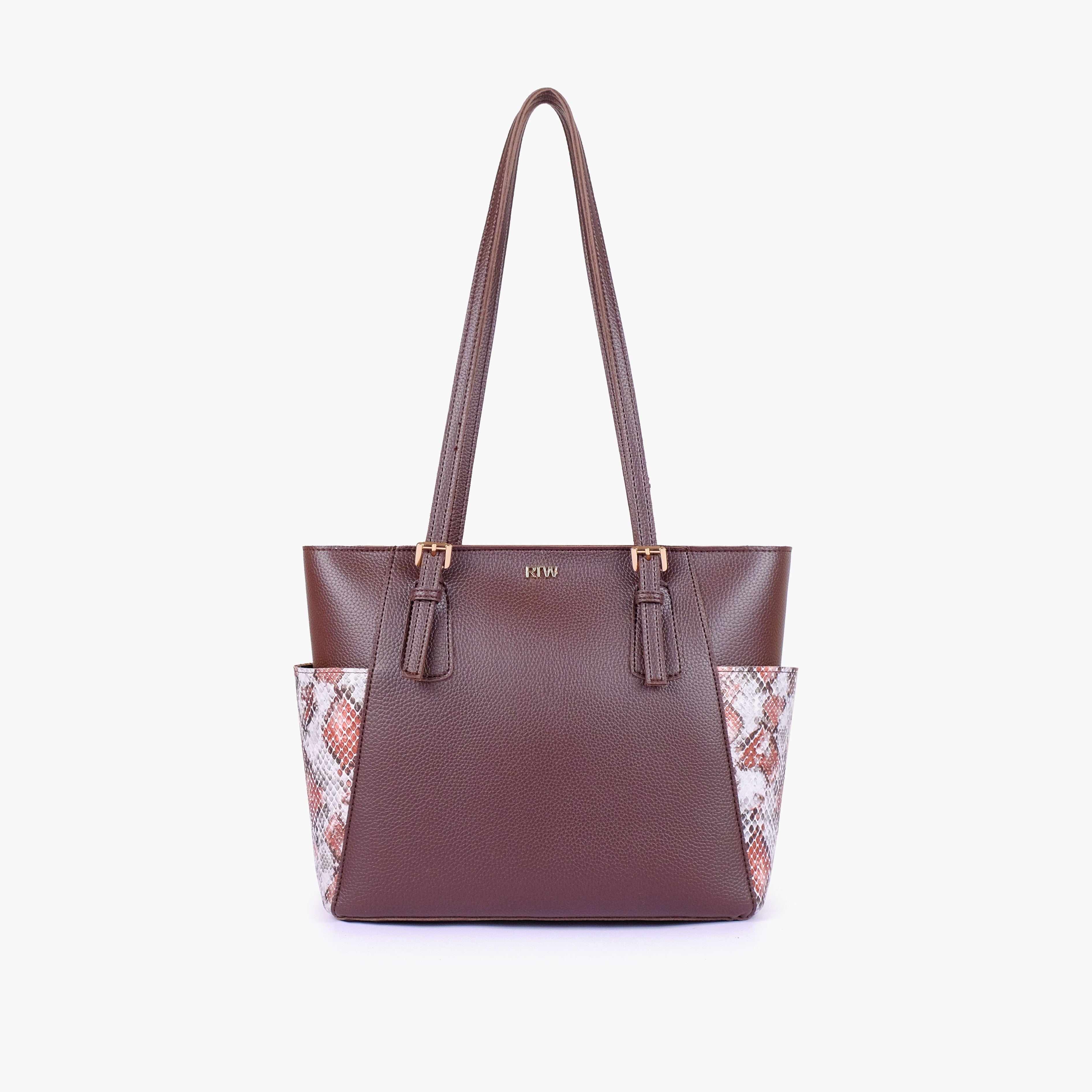 Dark brown double pocket tote