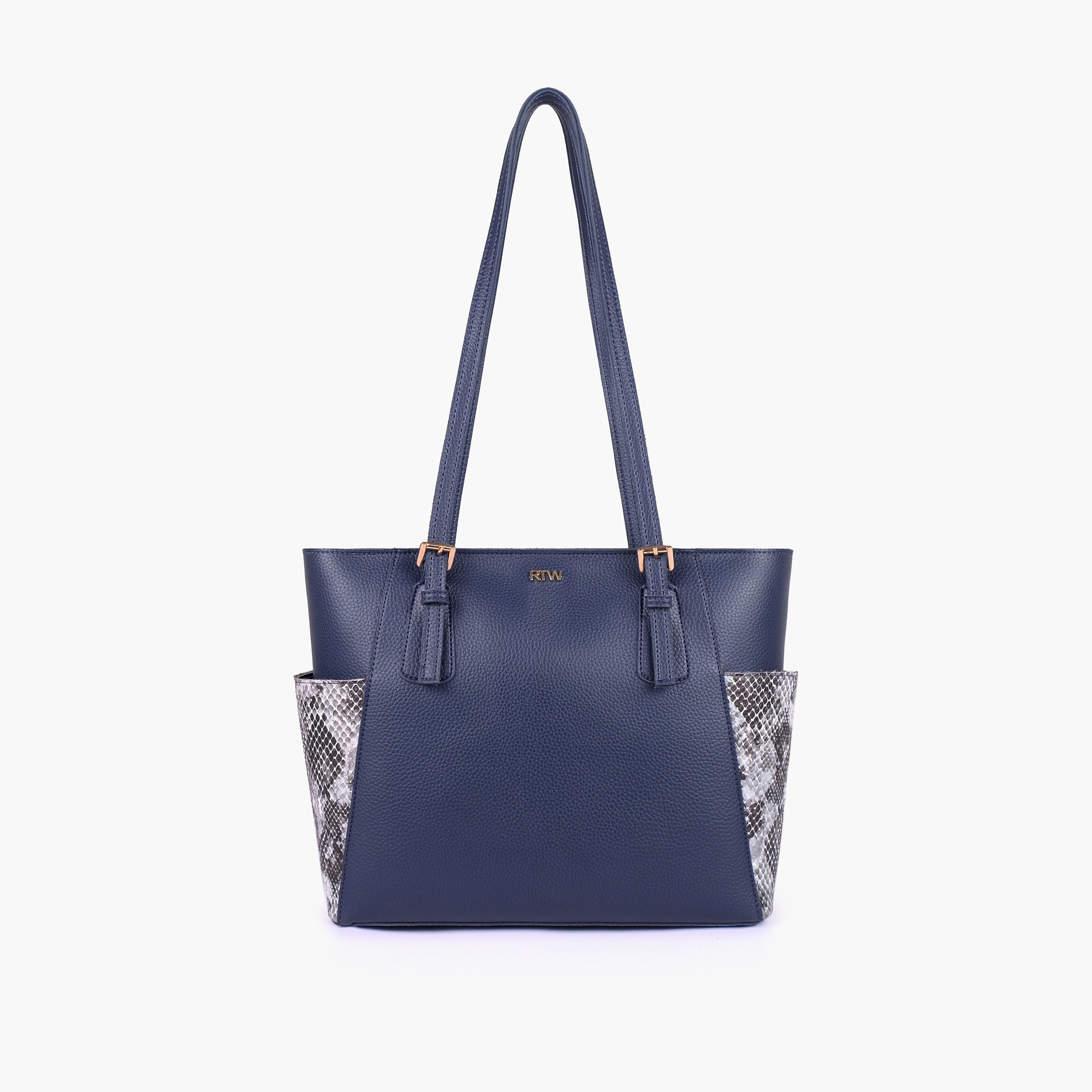 Blue double pocket tote
