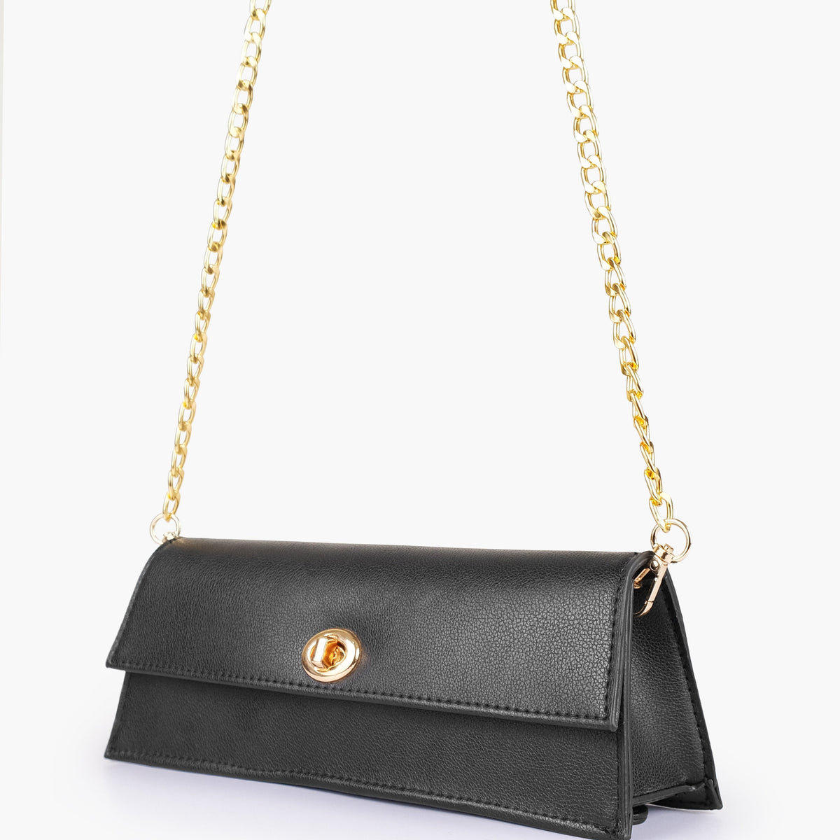 Black elongated clutch bag