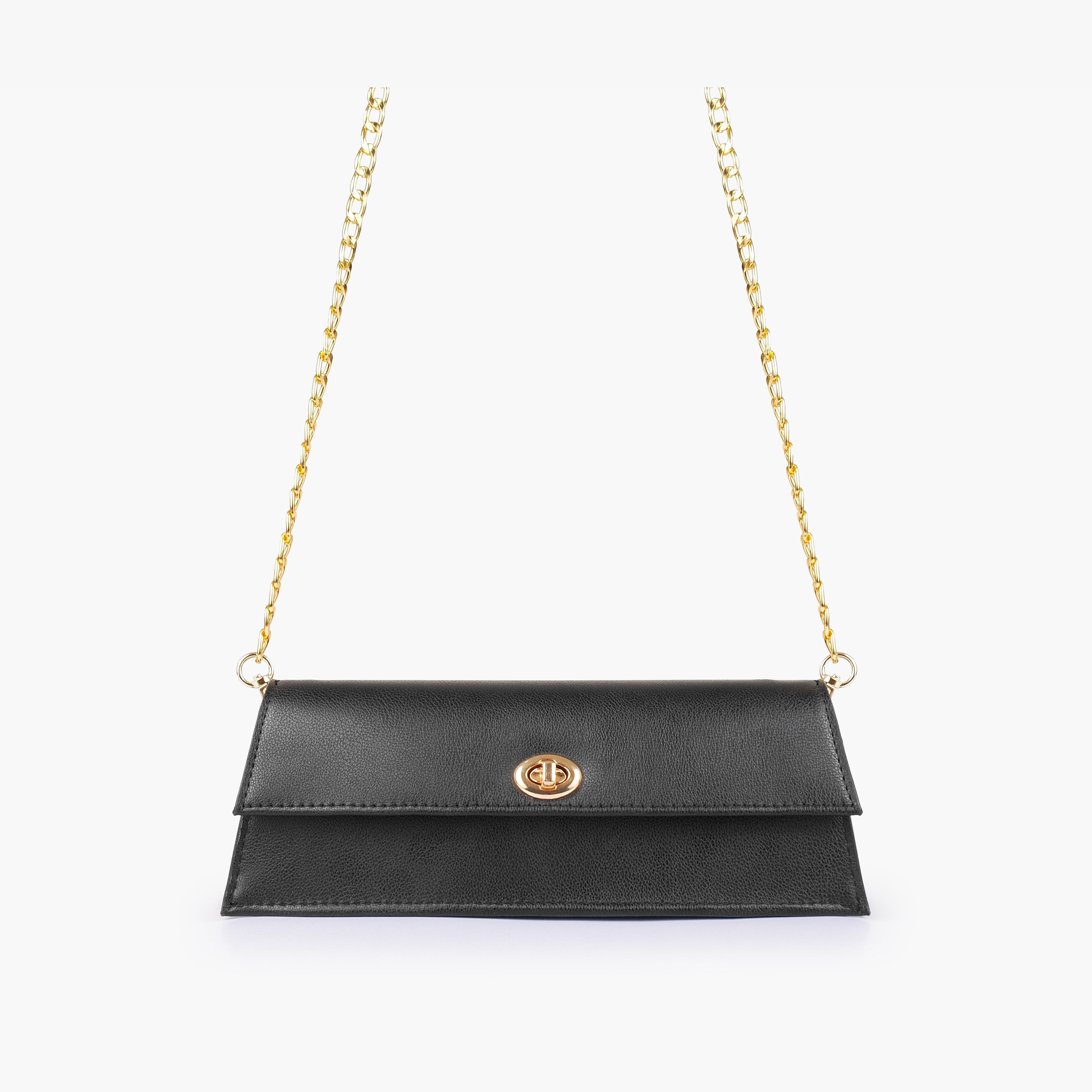 Black elongated clutch bag