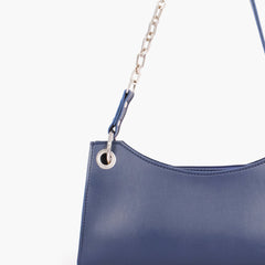 Blue elongated chain handle purse