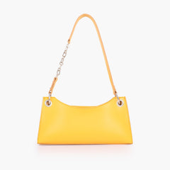 Yellow elongated chain handle purse