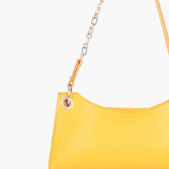 Yellow elongated chain handle purse