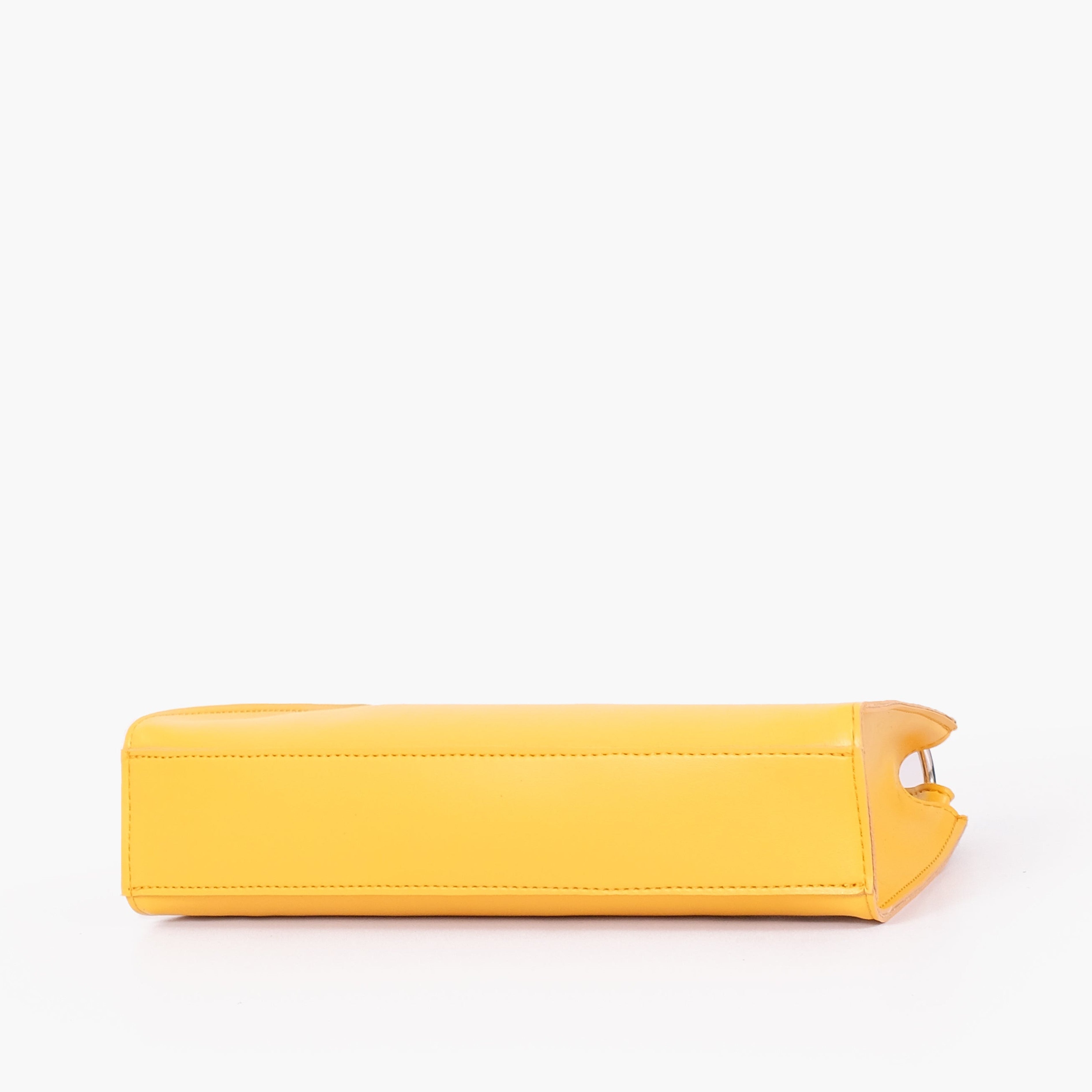 Yellow elongated chain handle purse