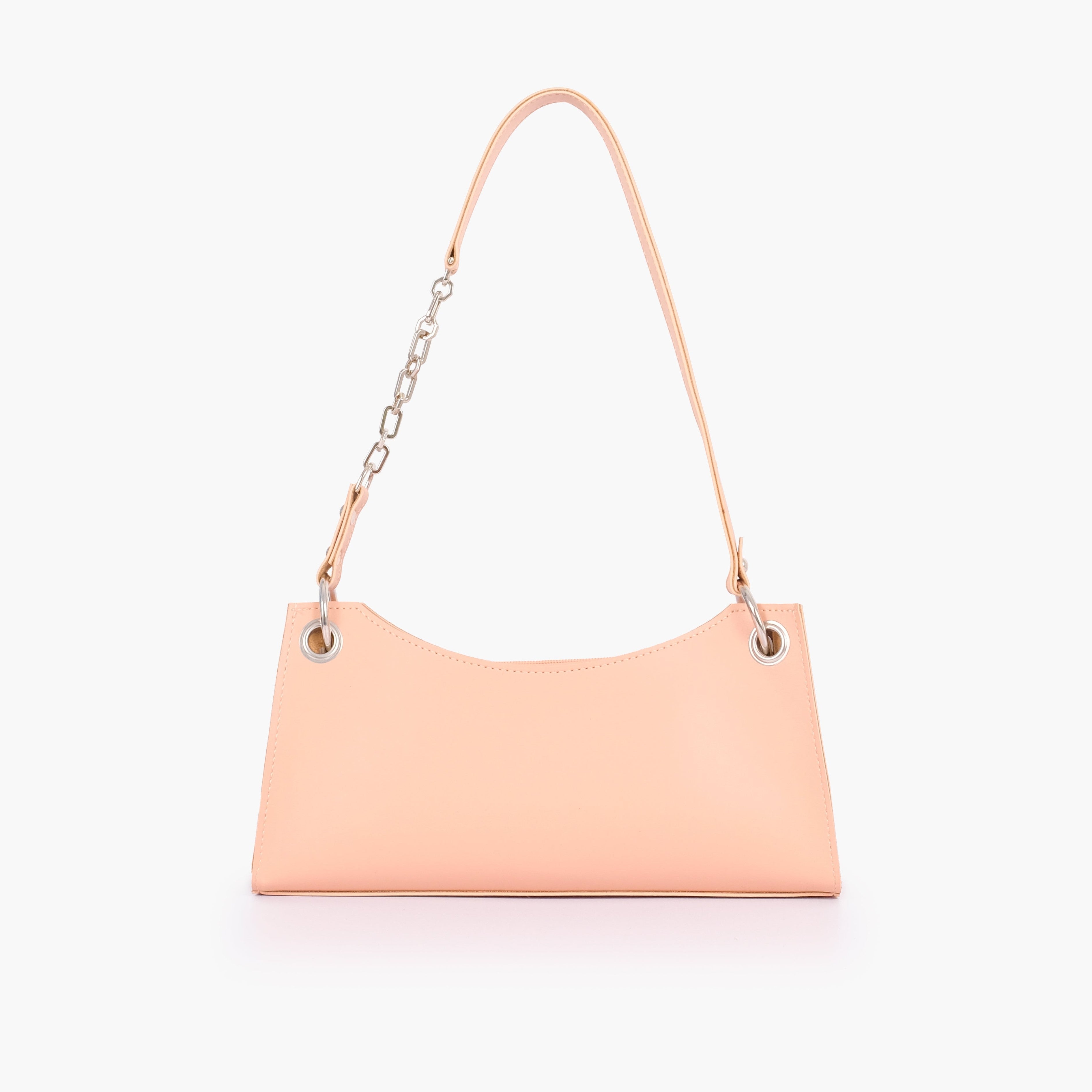 Peach elongated chain handle purse