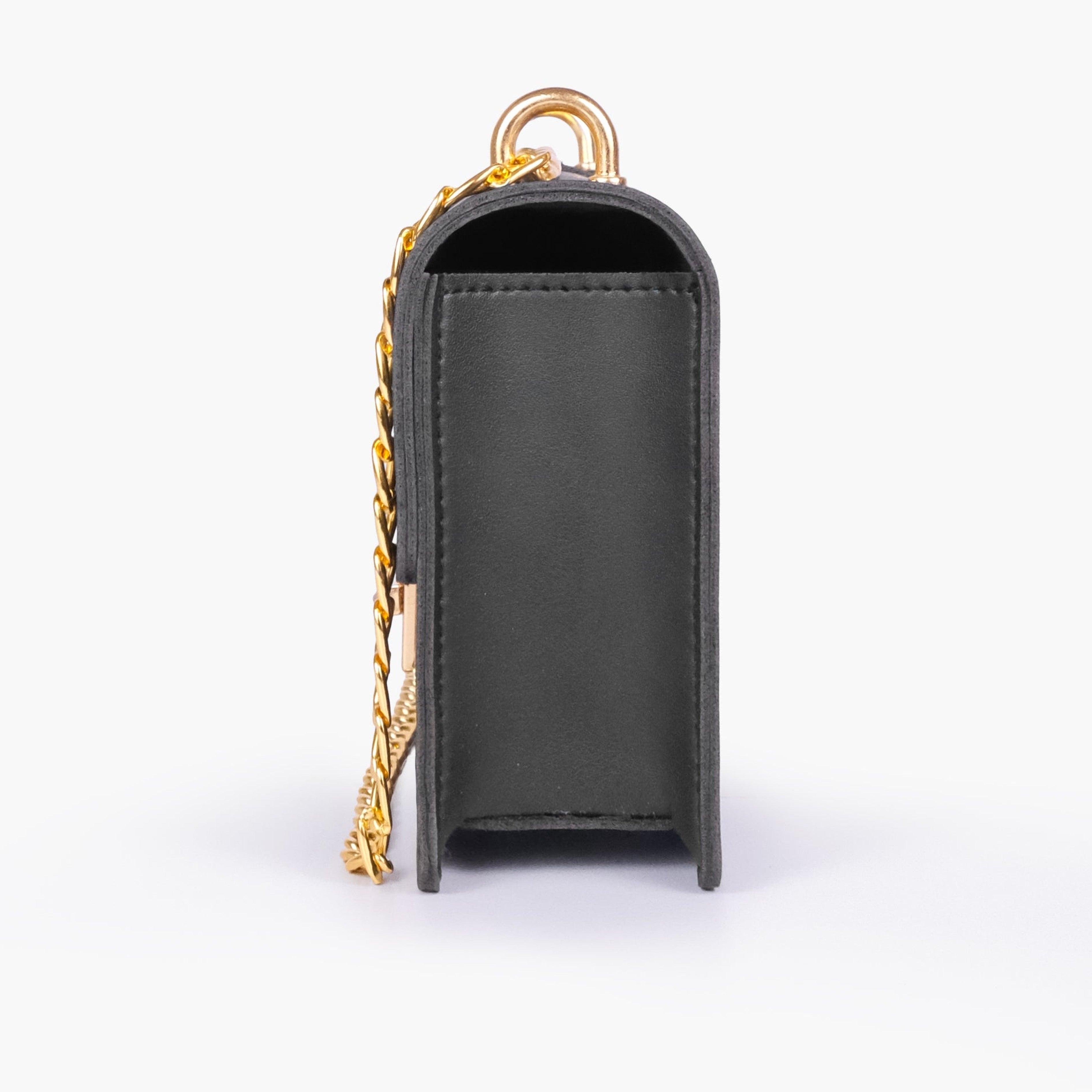 Black east-west shoulder bag with half chain