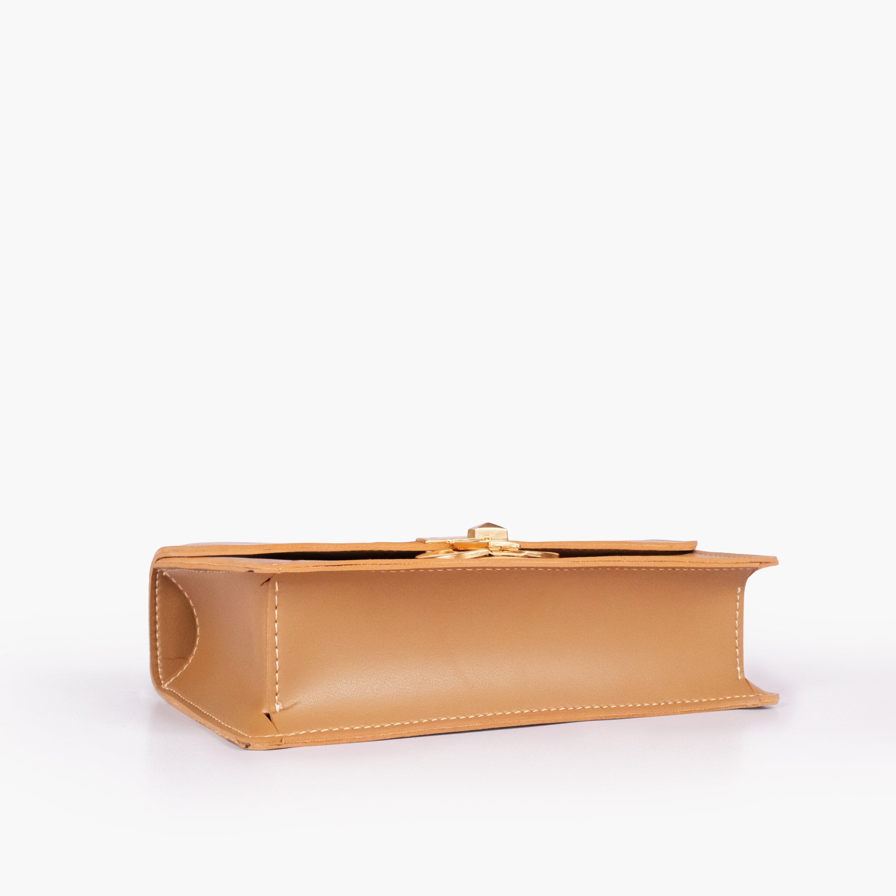 Coffee east-west shoulder bag with half chain