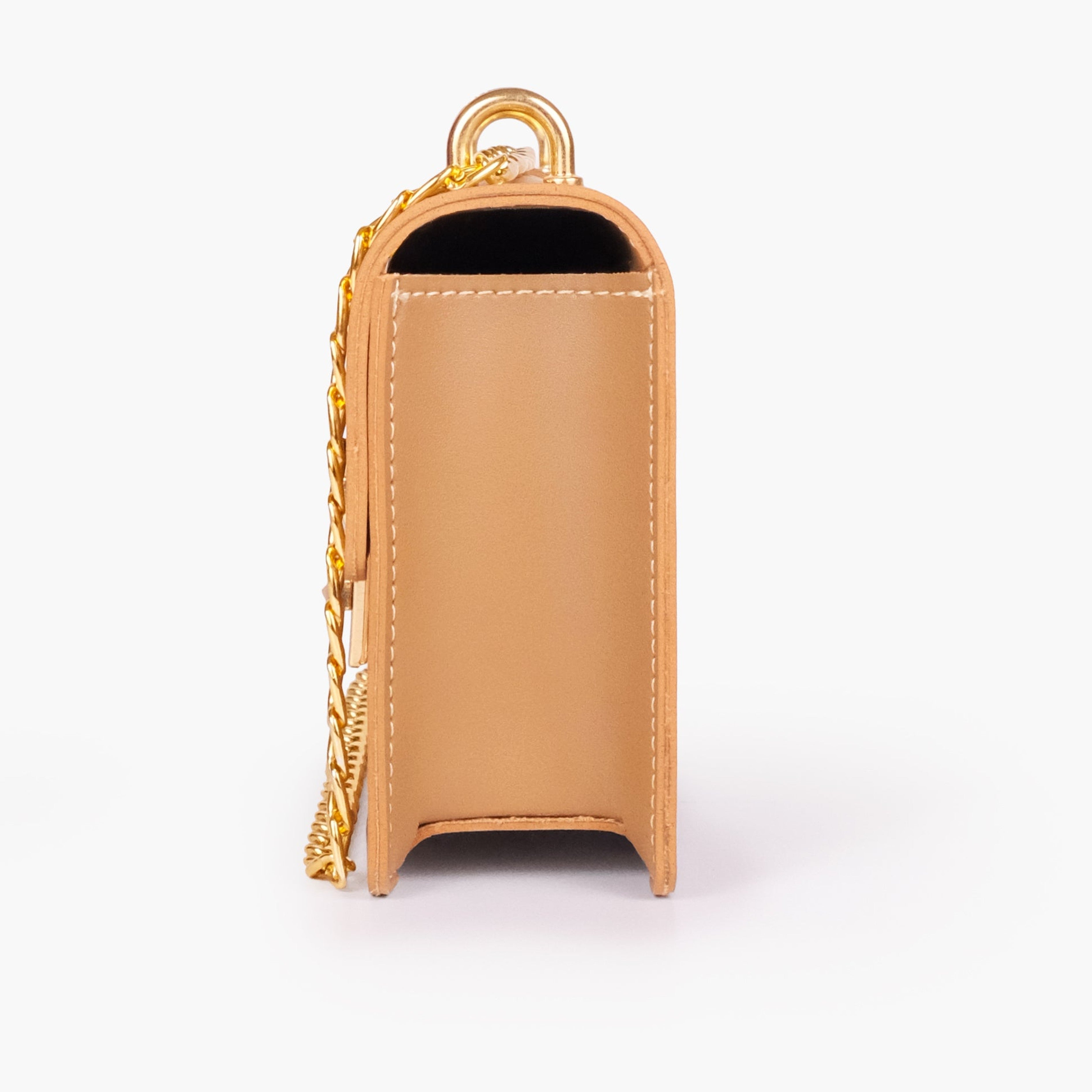 Coffee east-west shoulder bag with half chain