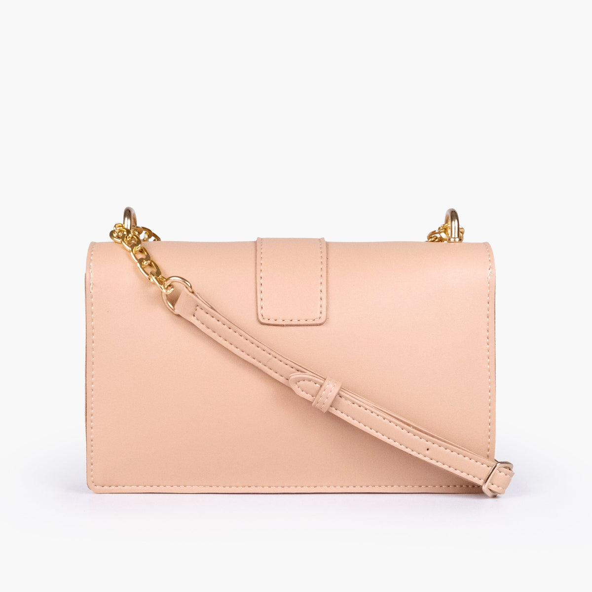 Peach east-west shoulder bag with half chain