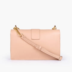 Peach east-west shoulder bag with half chain