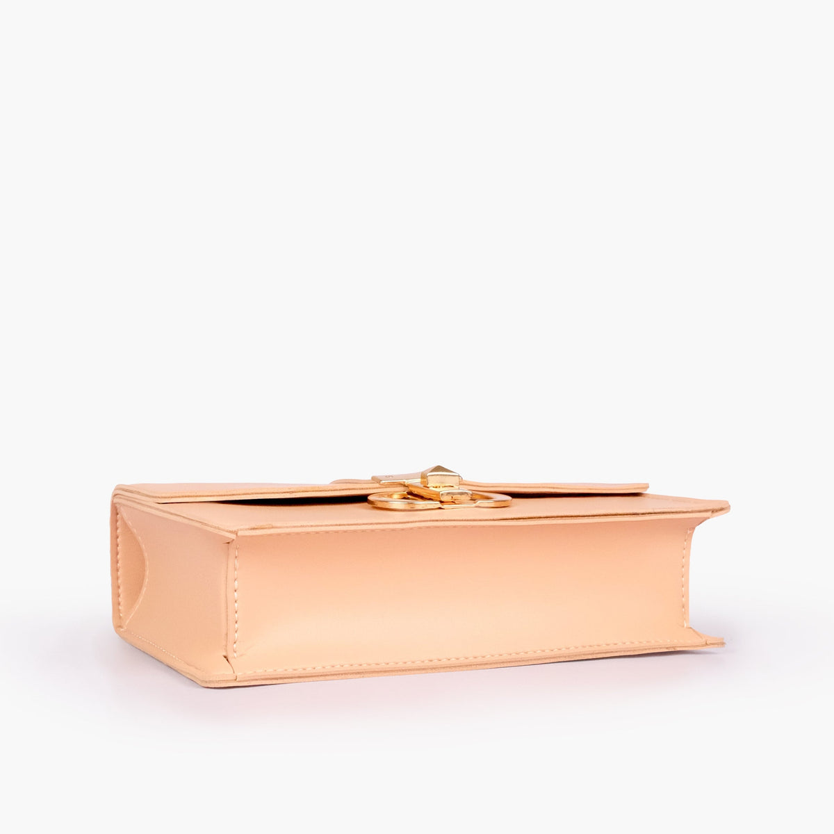 Peach east-west shoulder bag with half chain