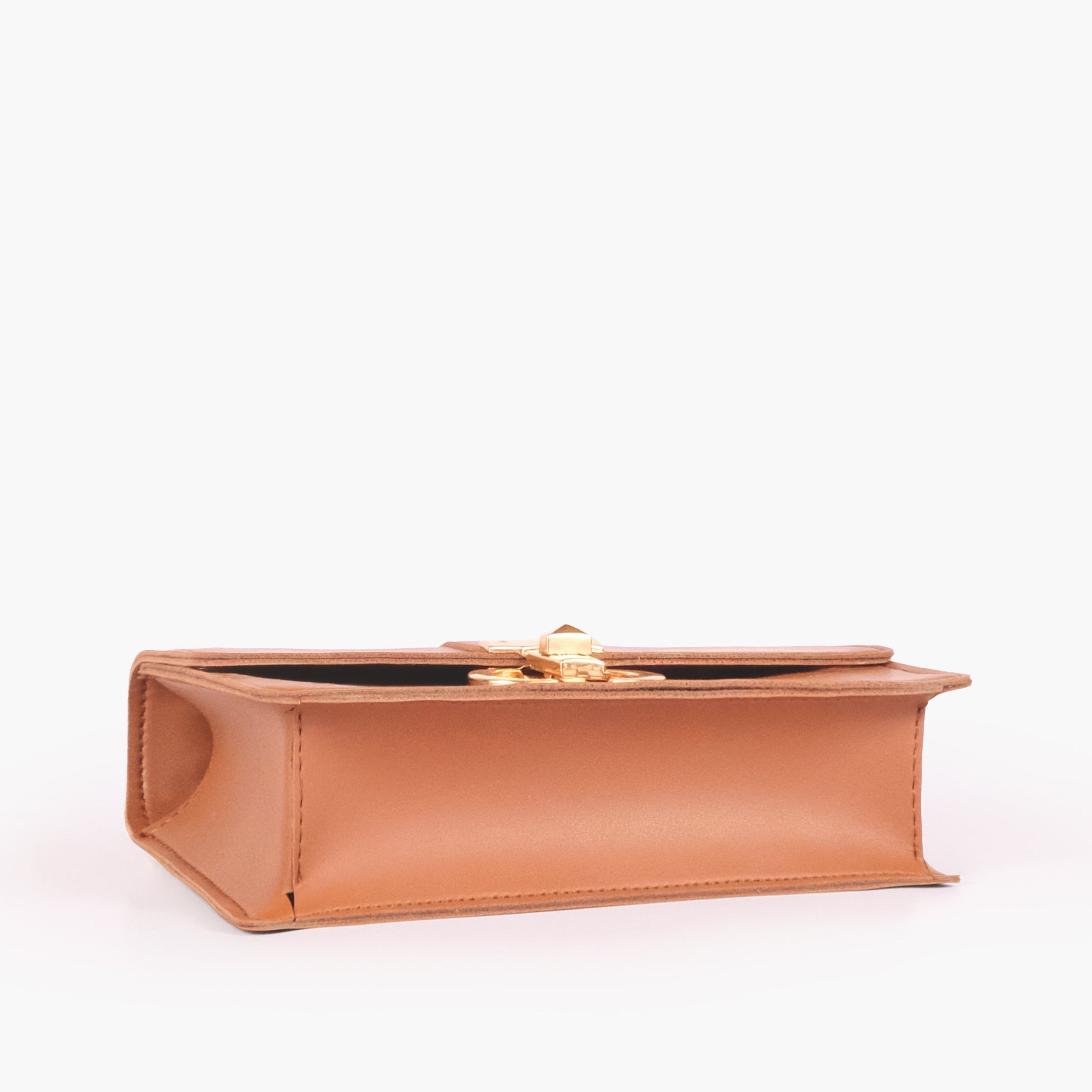 Tan east-west shoulder bag with half chain