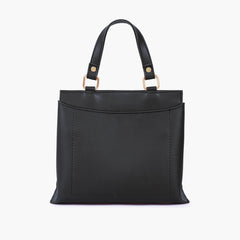 Black front lock top-handle mini bag