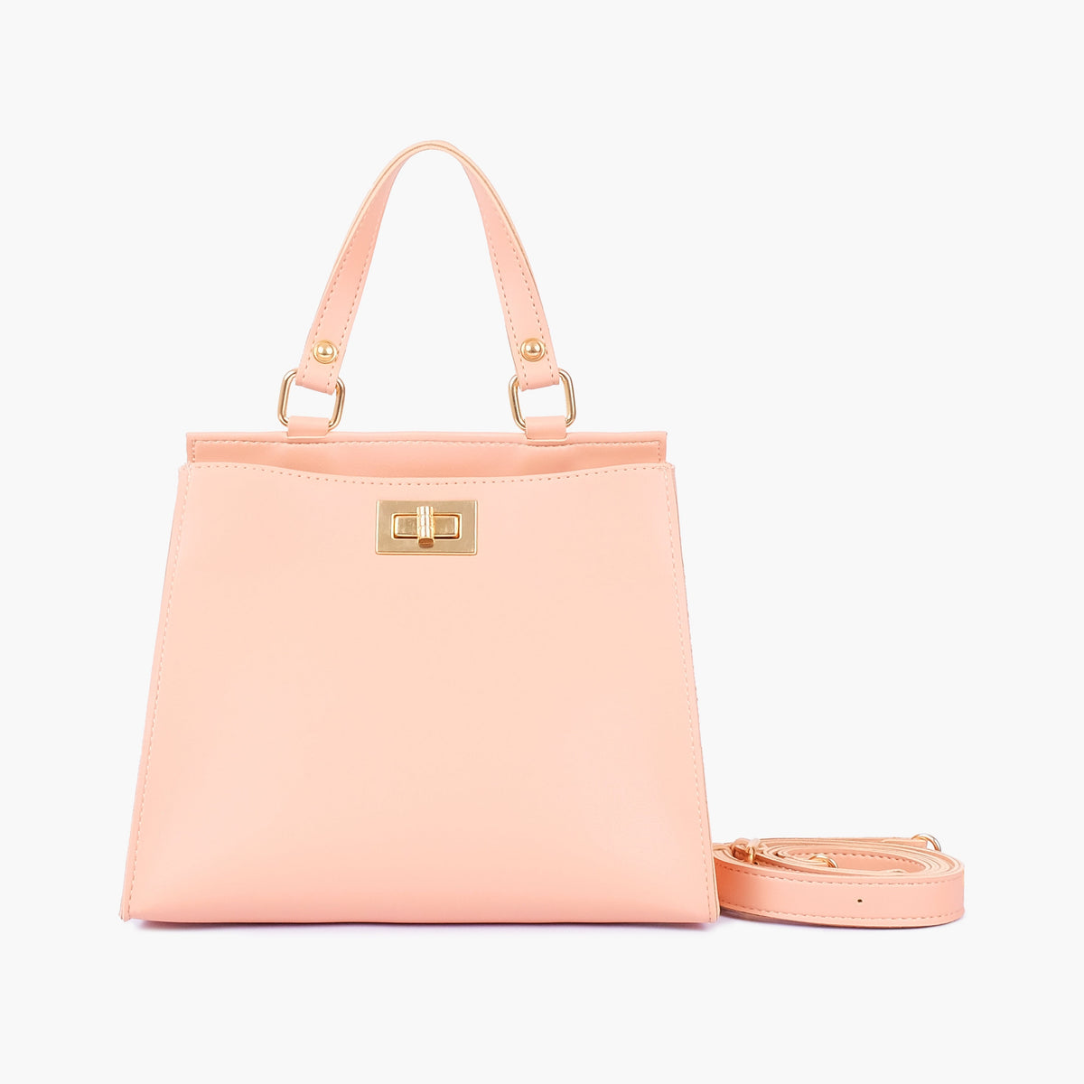 Peach front lock top-handle mini bag