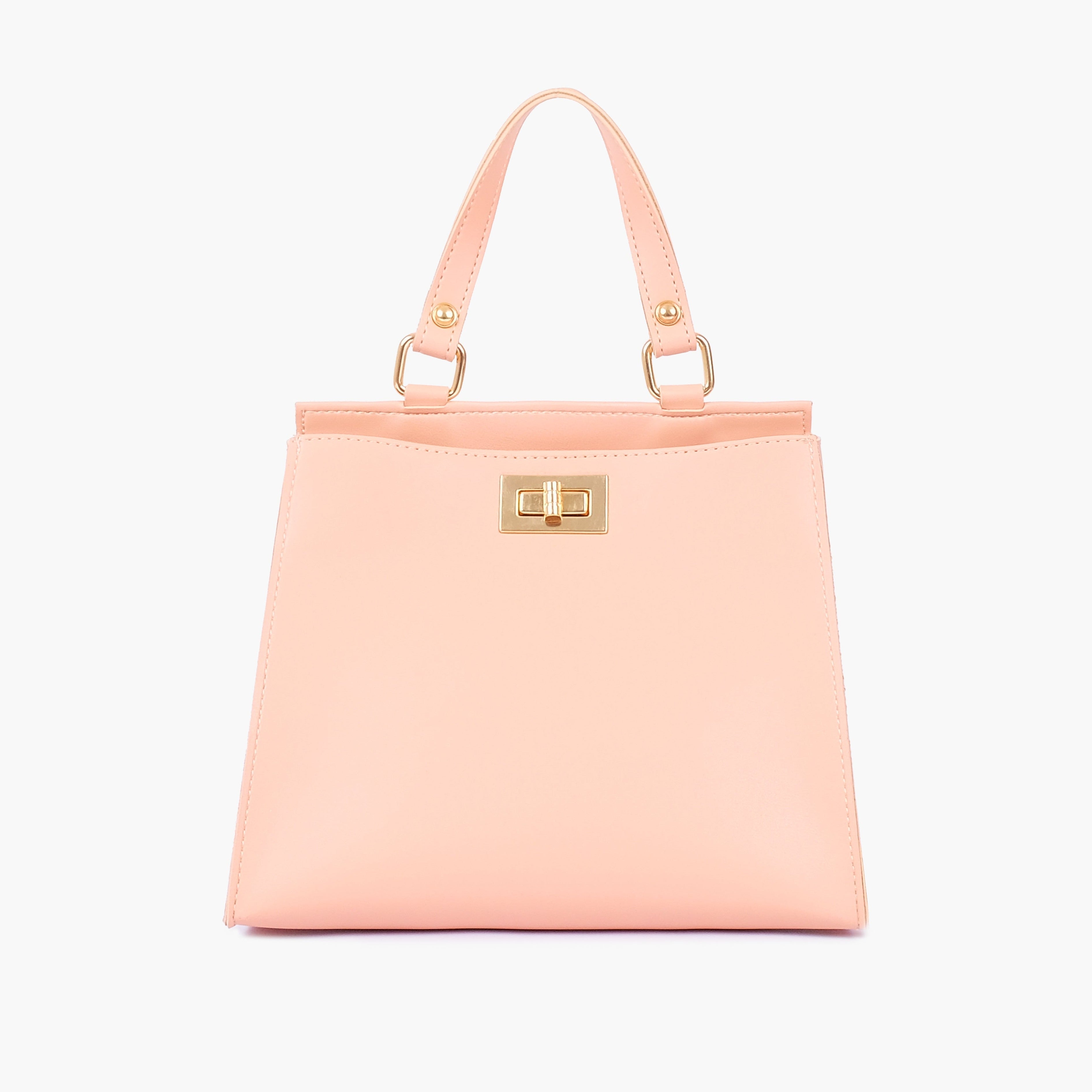 Peach front lock top-handle mini bag