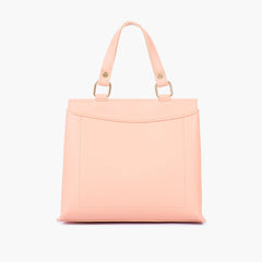 Peach front lock top-handle mini bag