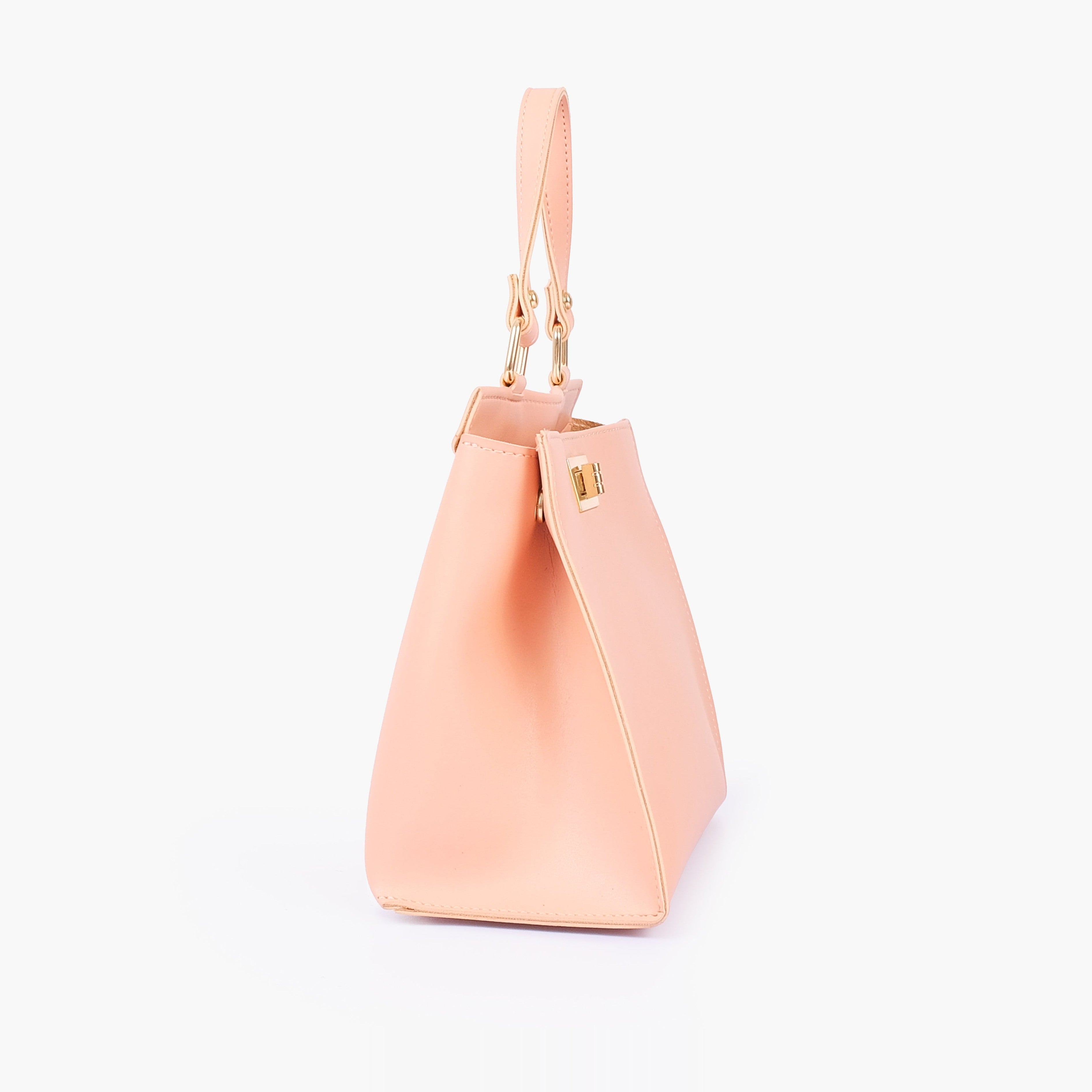 Peach front lock top-handle mini bag