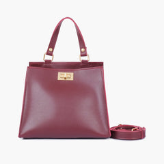 Burgundy suede front lock top-handle mini bag