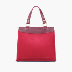 Burgundy suede front lock top-handle mini bag