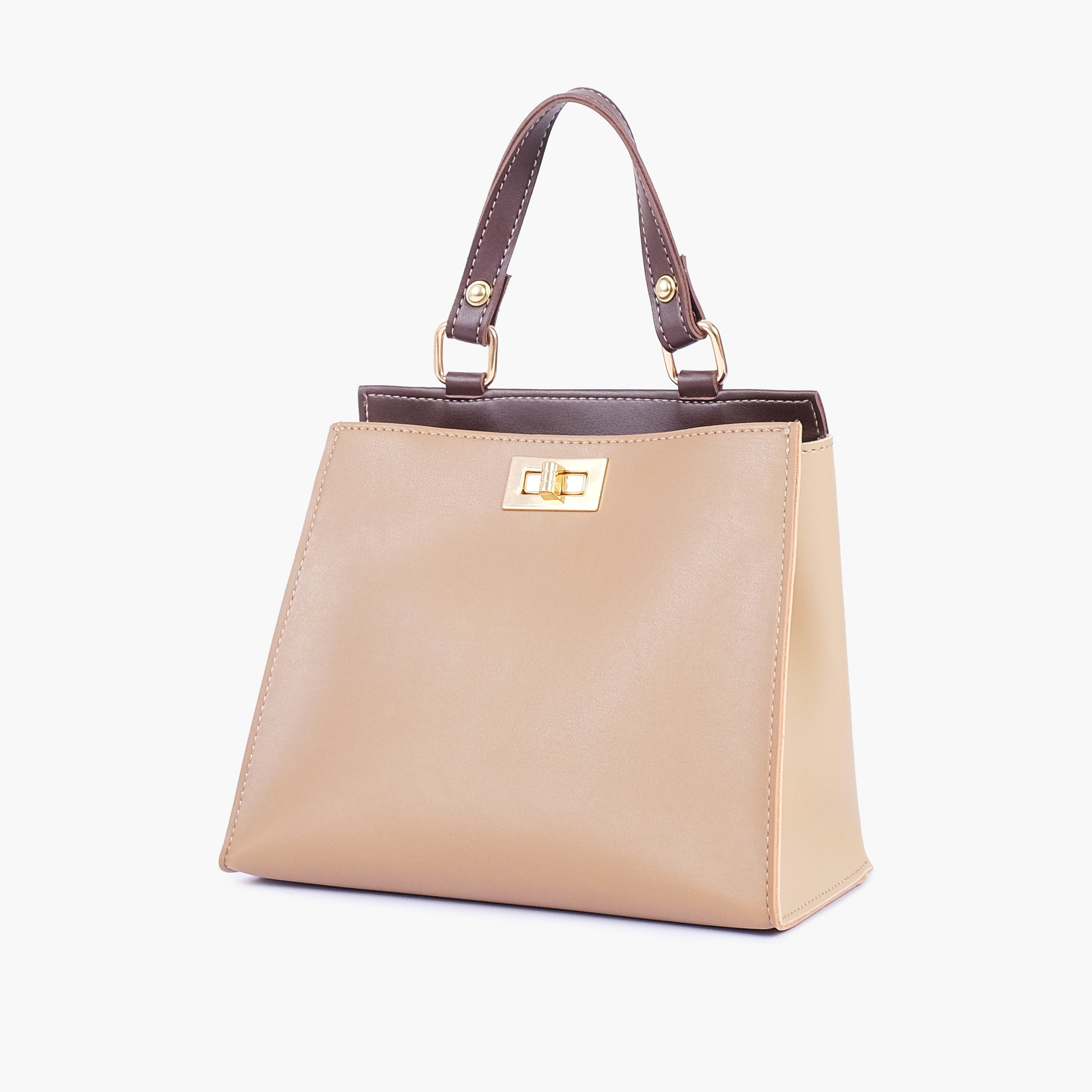 Coffee front lock top-handle mini bag