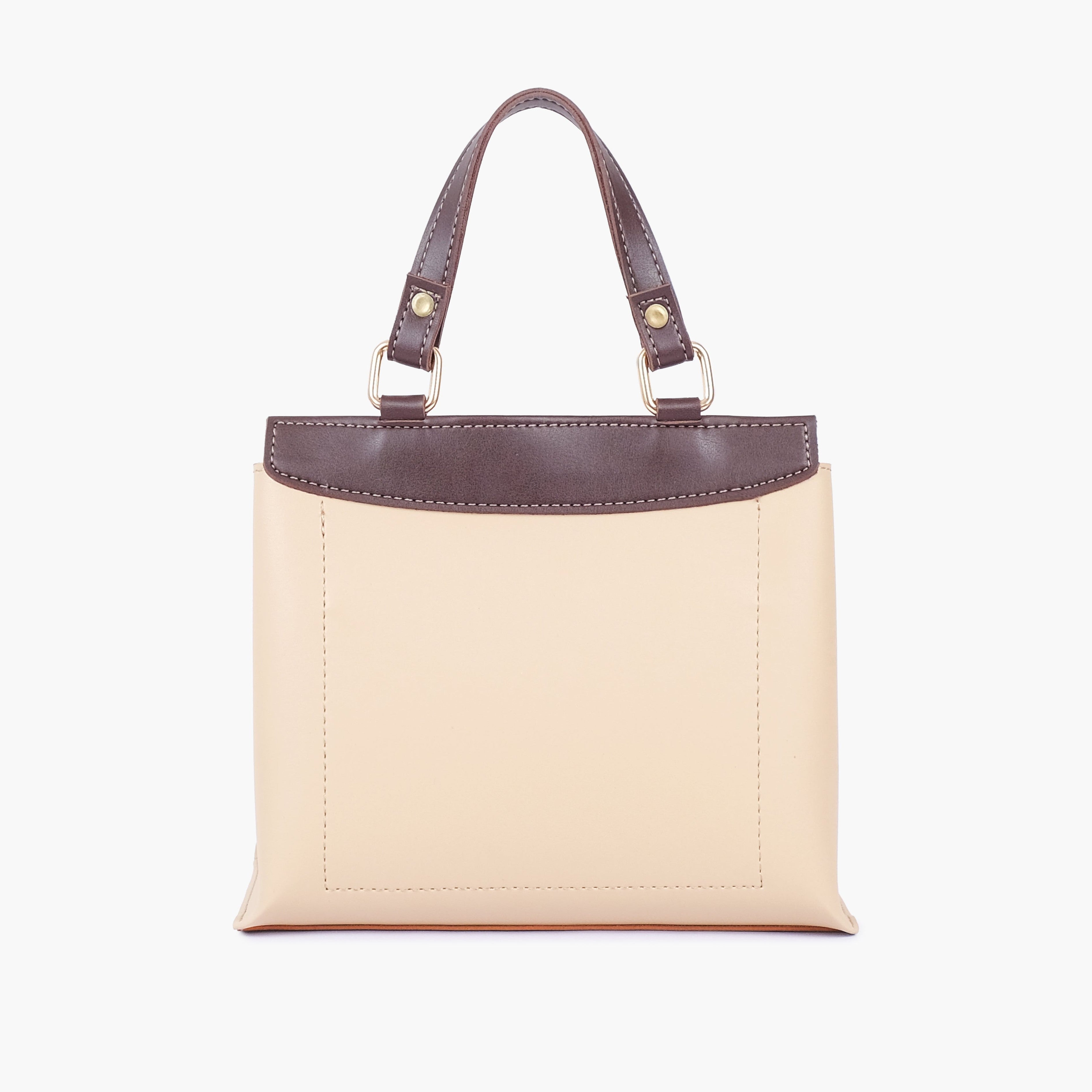 Coffee front lock top-handle mini bag