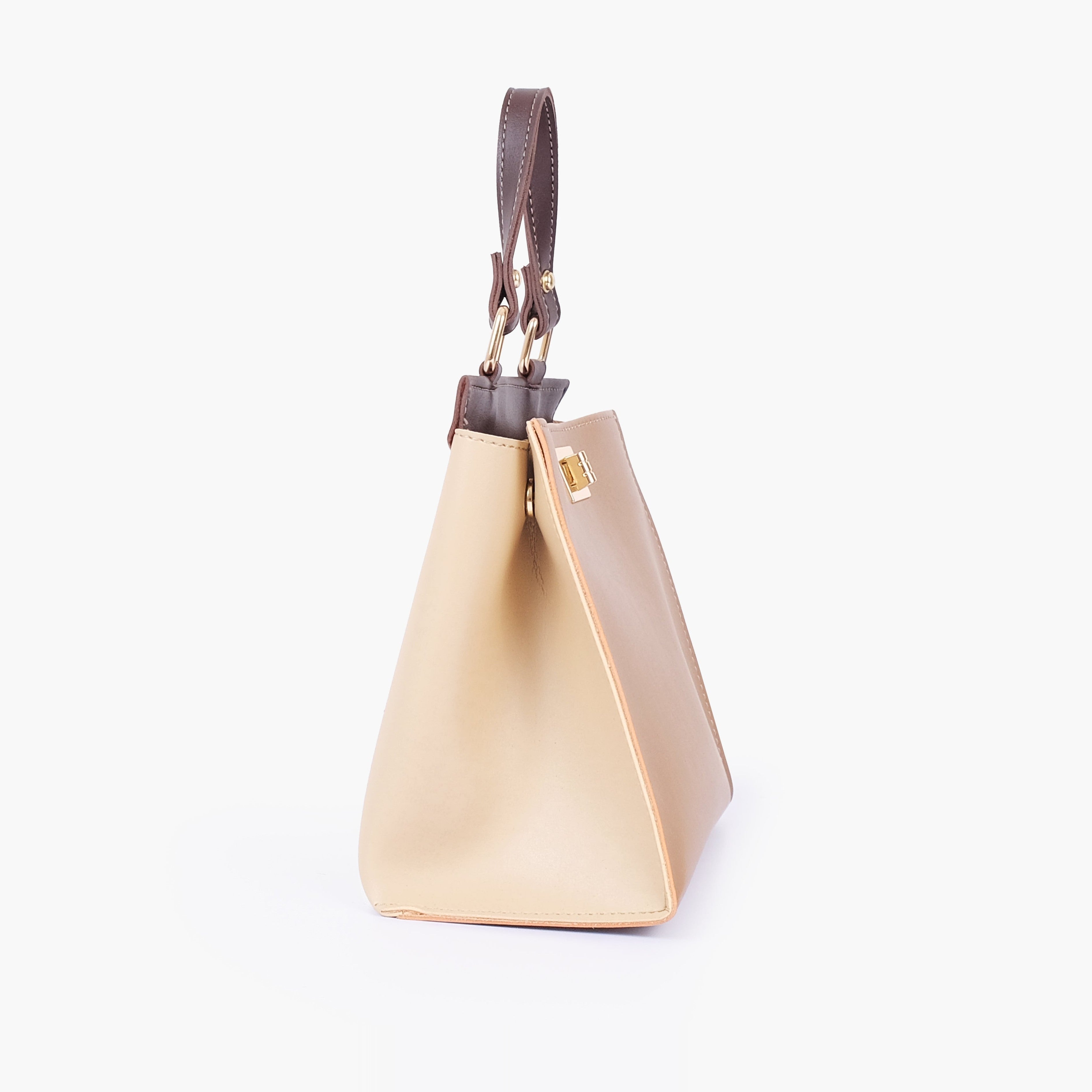 Coffee front lock top-handle mini bag