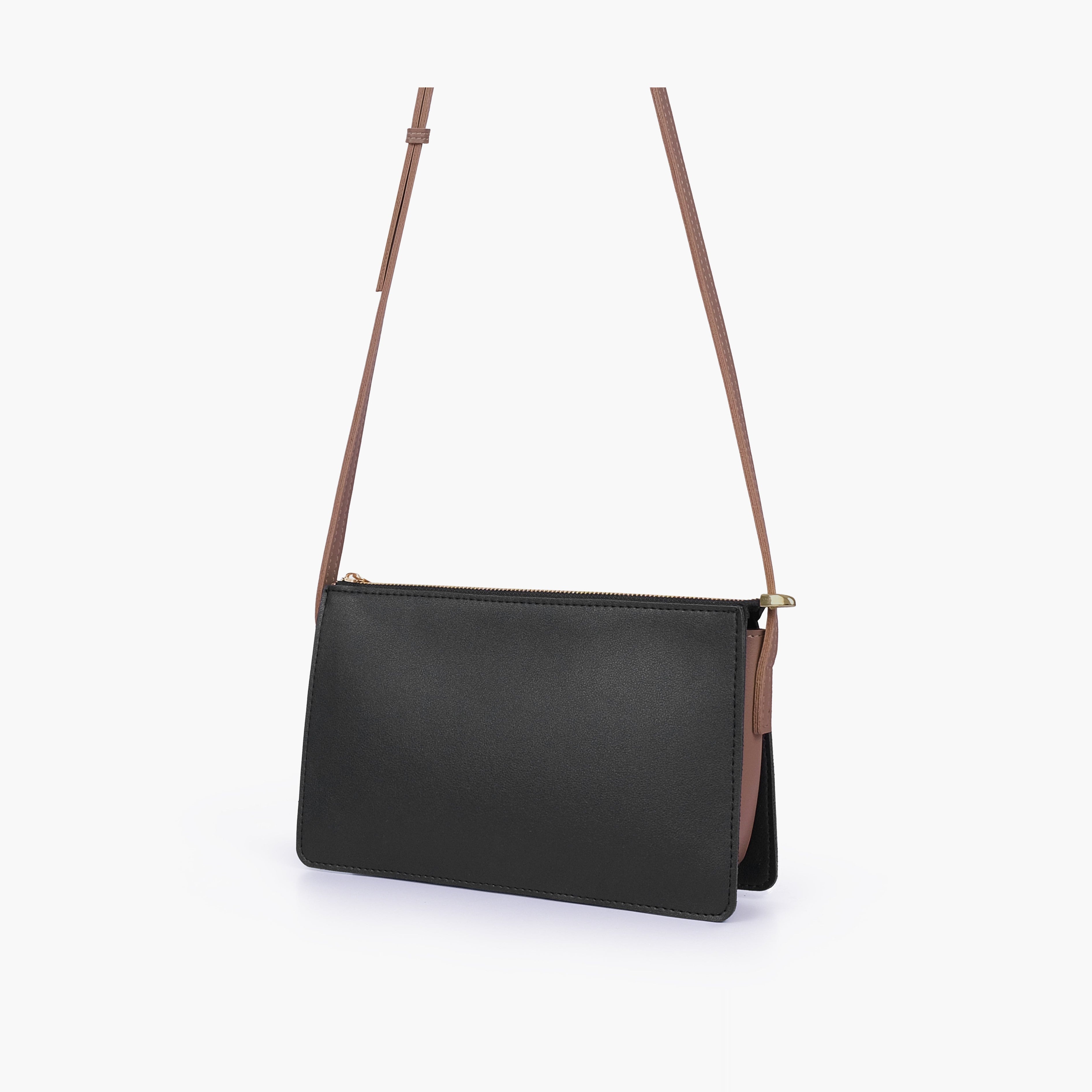 Black and brown flat purse