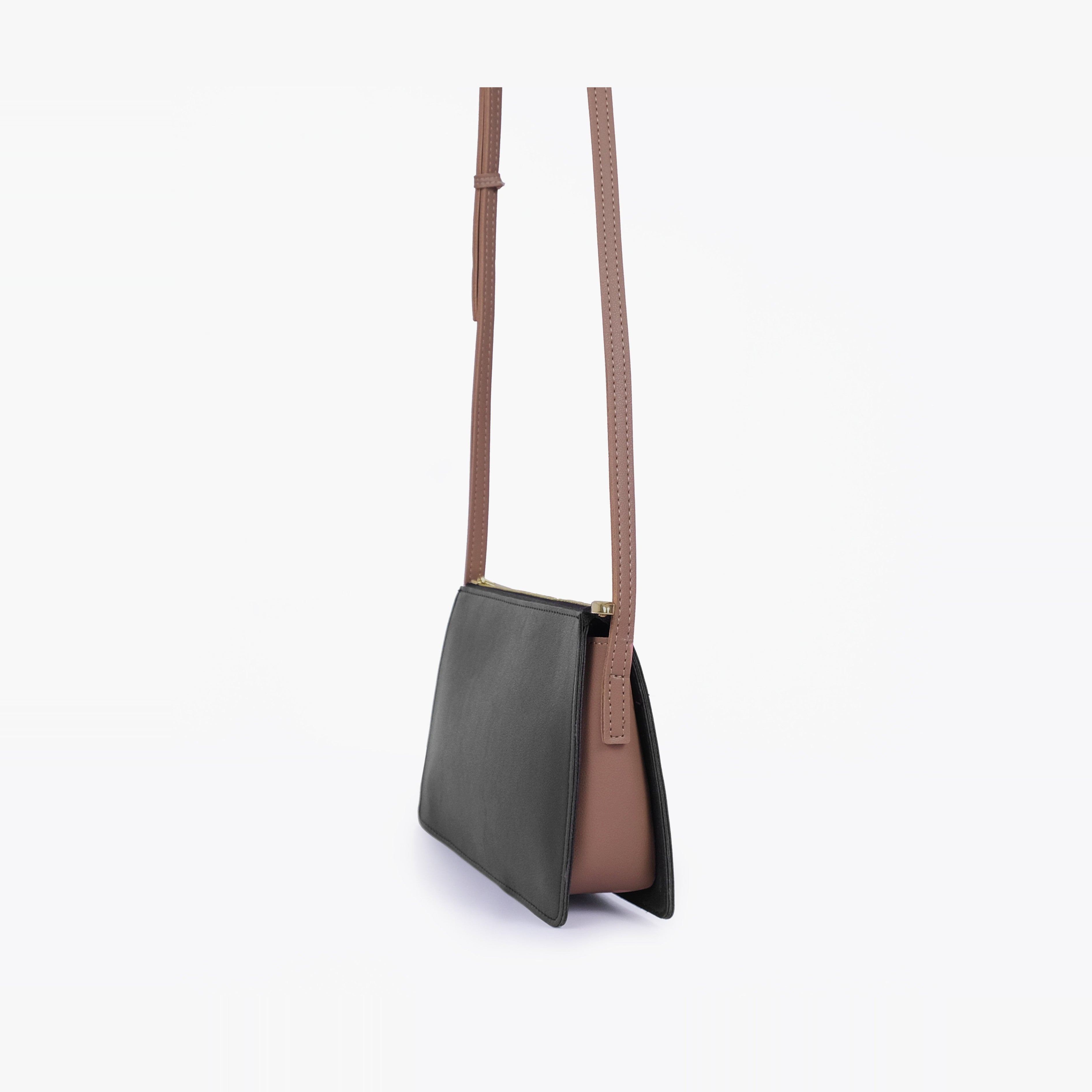 Black and brown flat purse