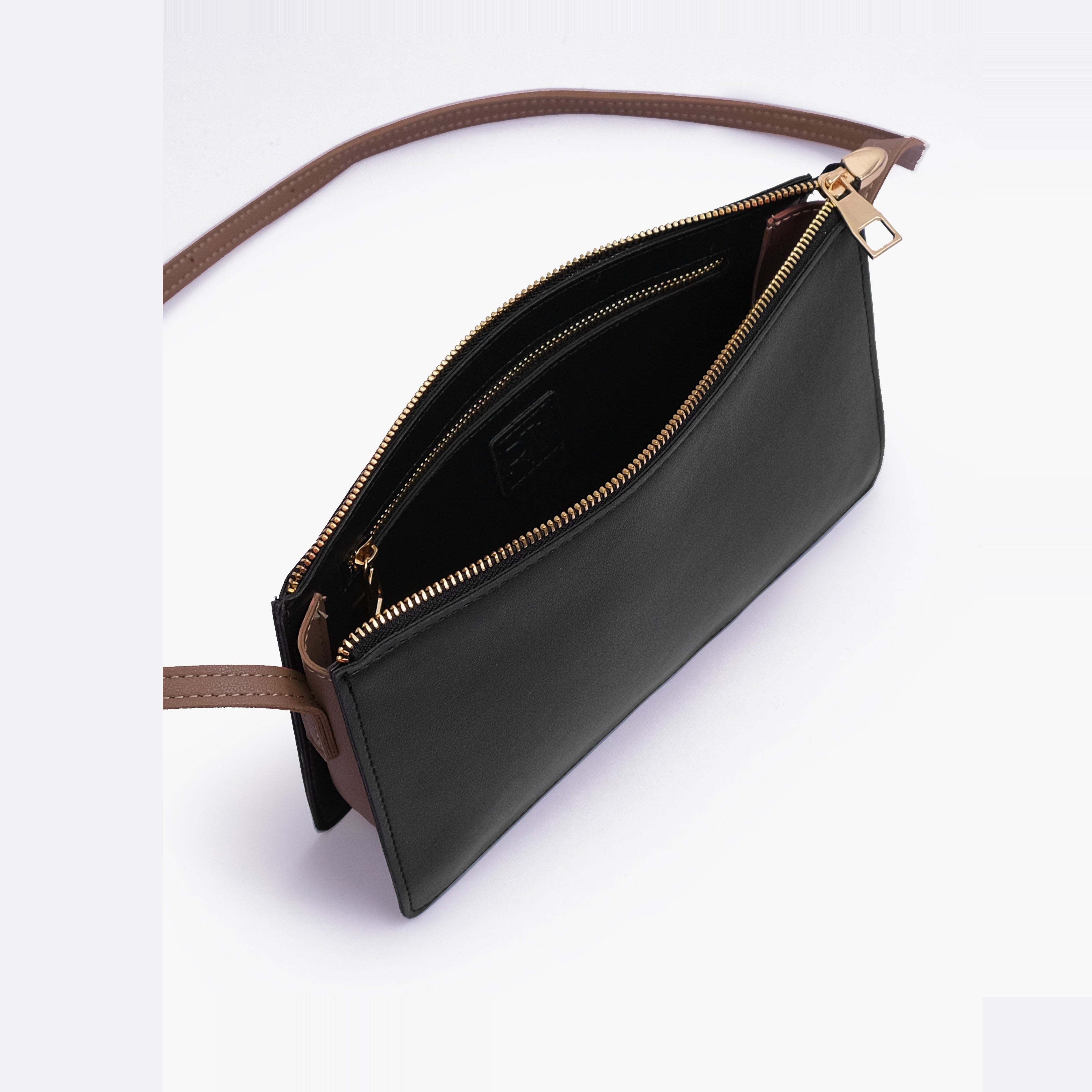 Black and brown flat purse