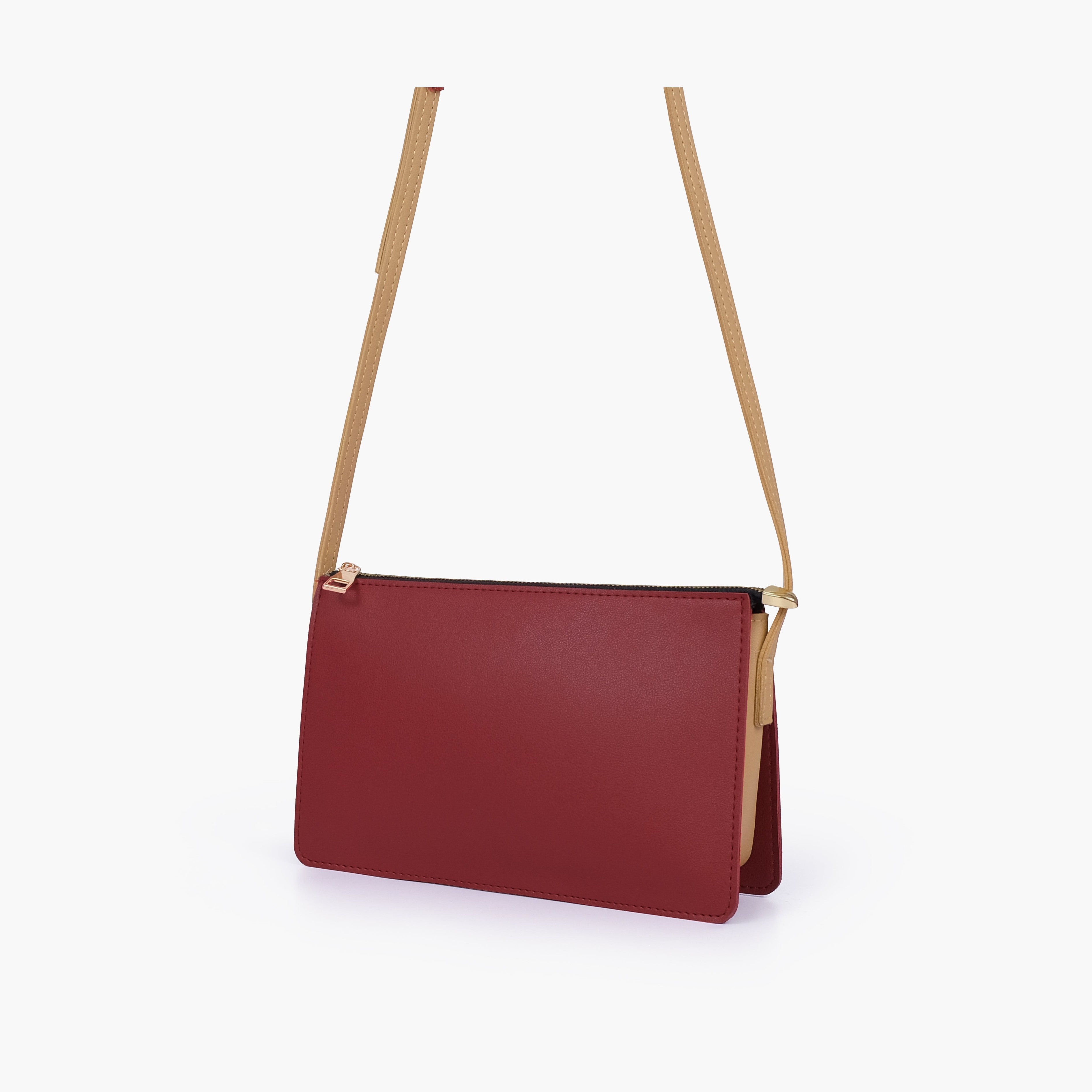 Maroon and coffee flat purse