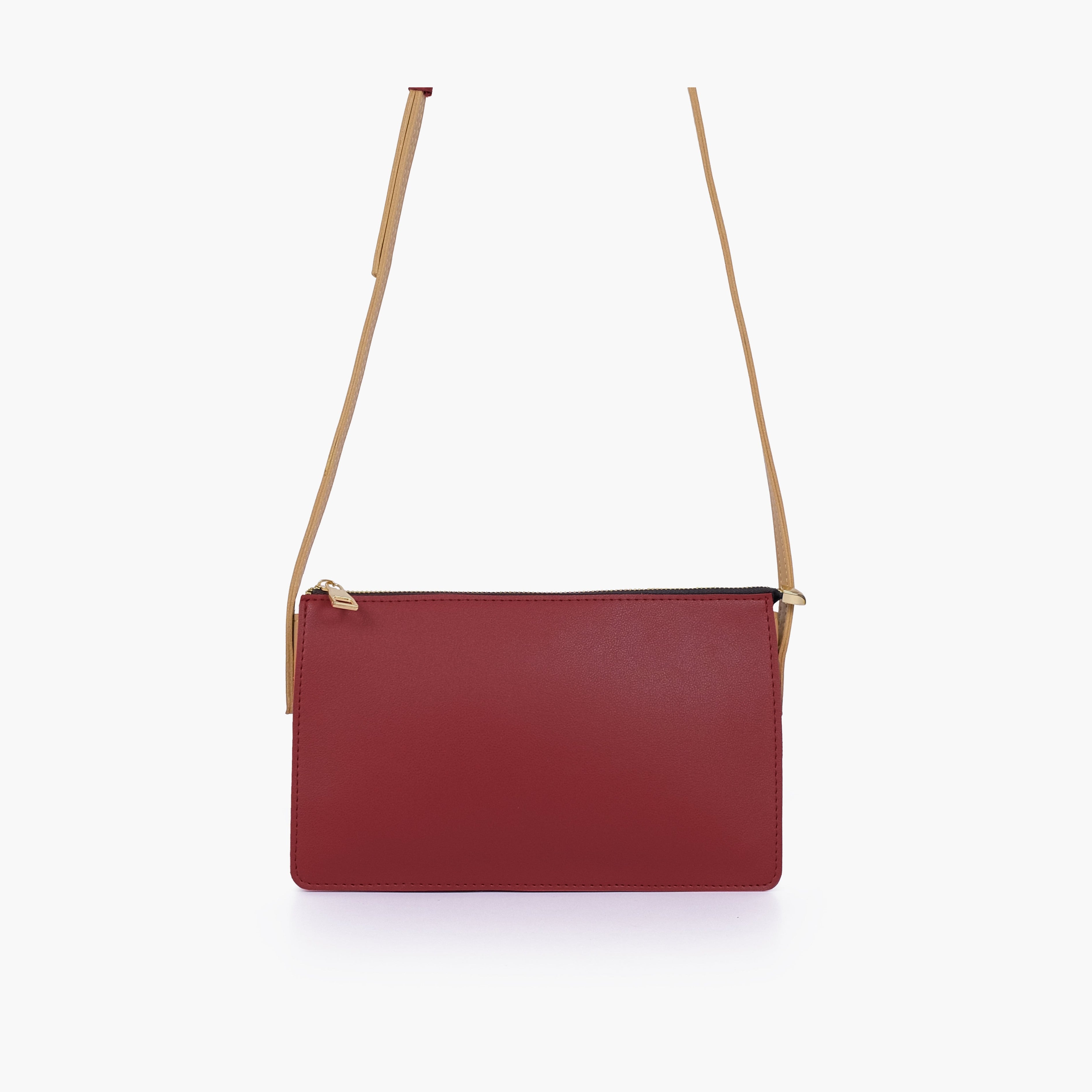 Maroon and coffee flat purse