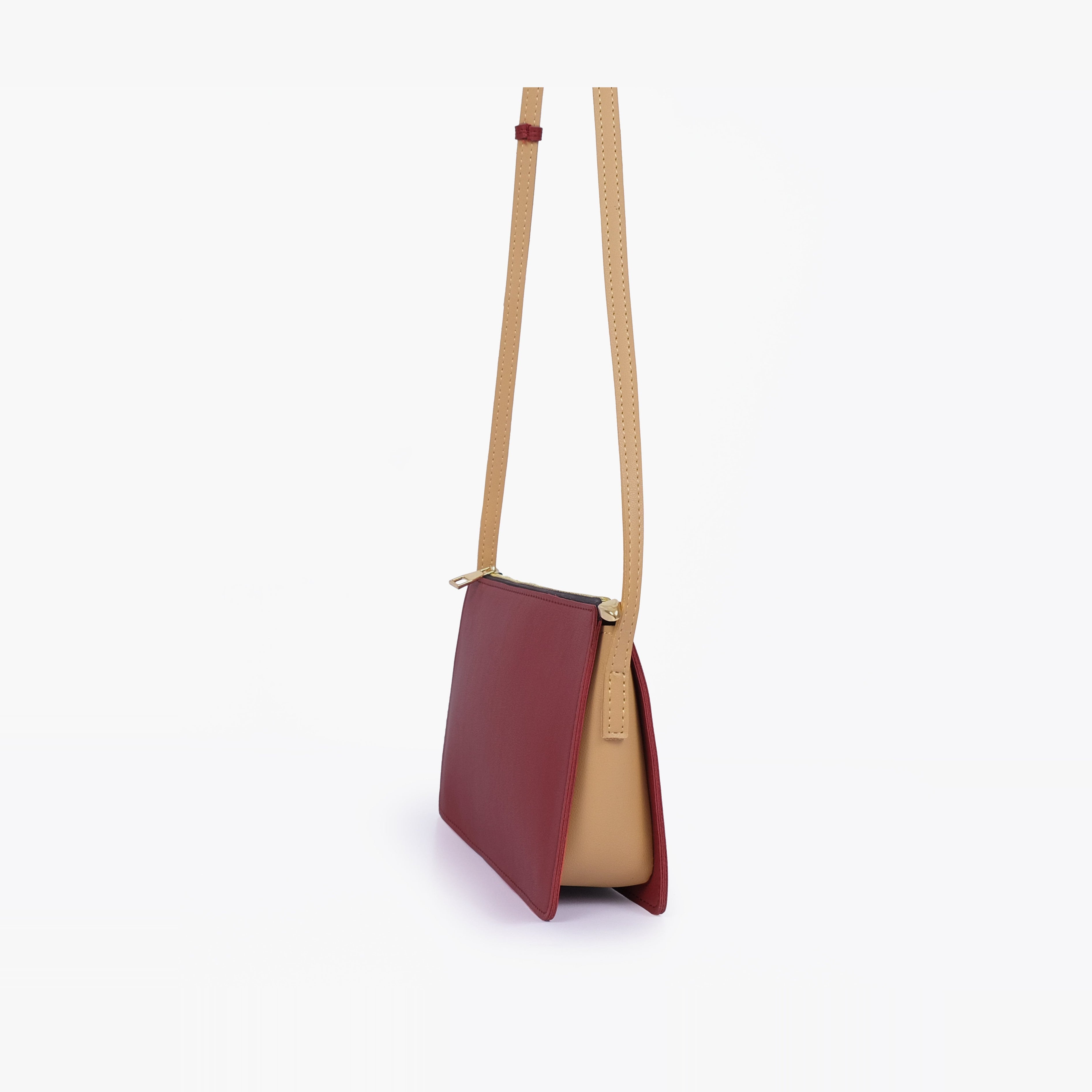 Maroon and coffee flat purse