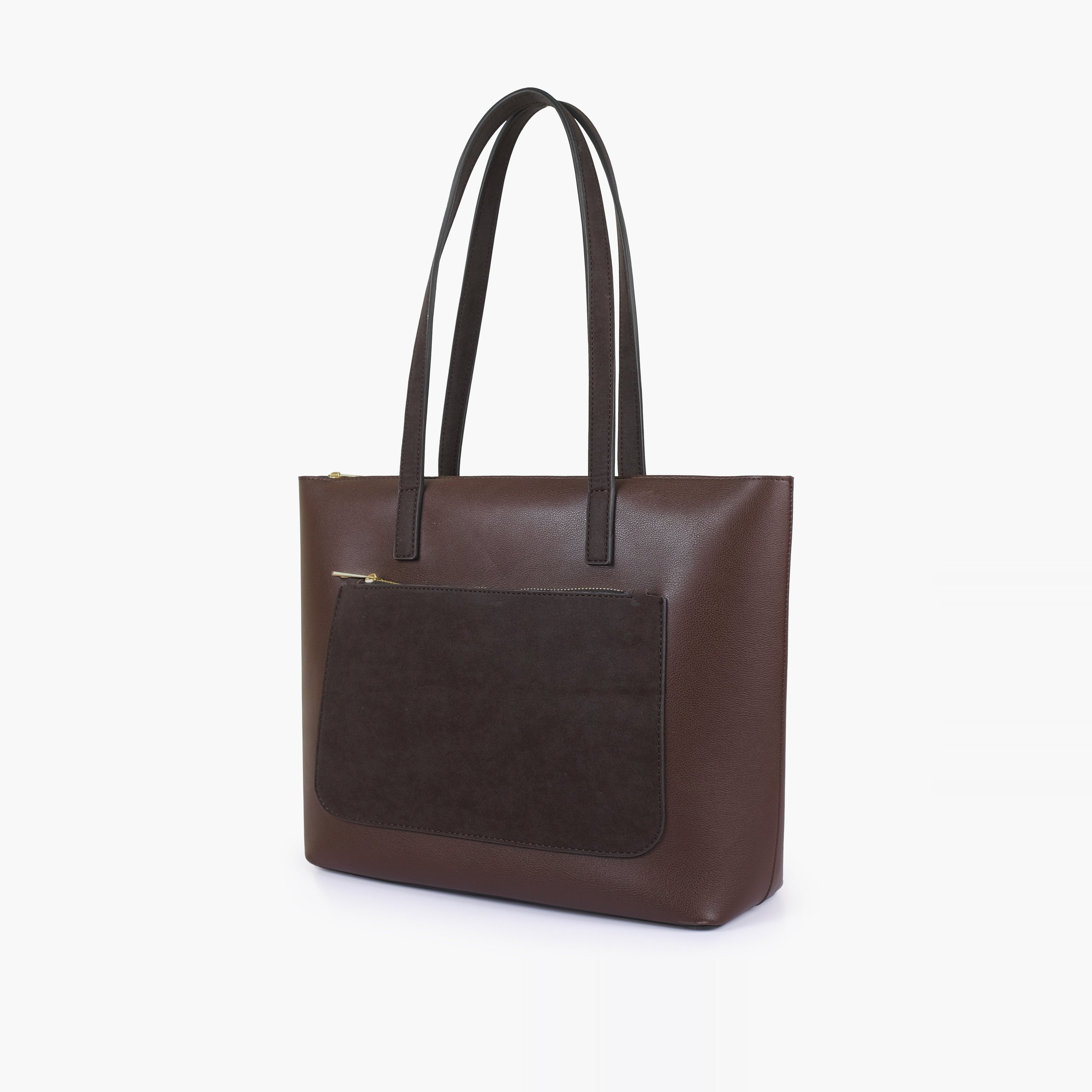 Dark Brown front pocket tote bag