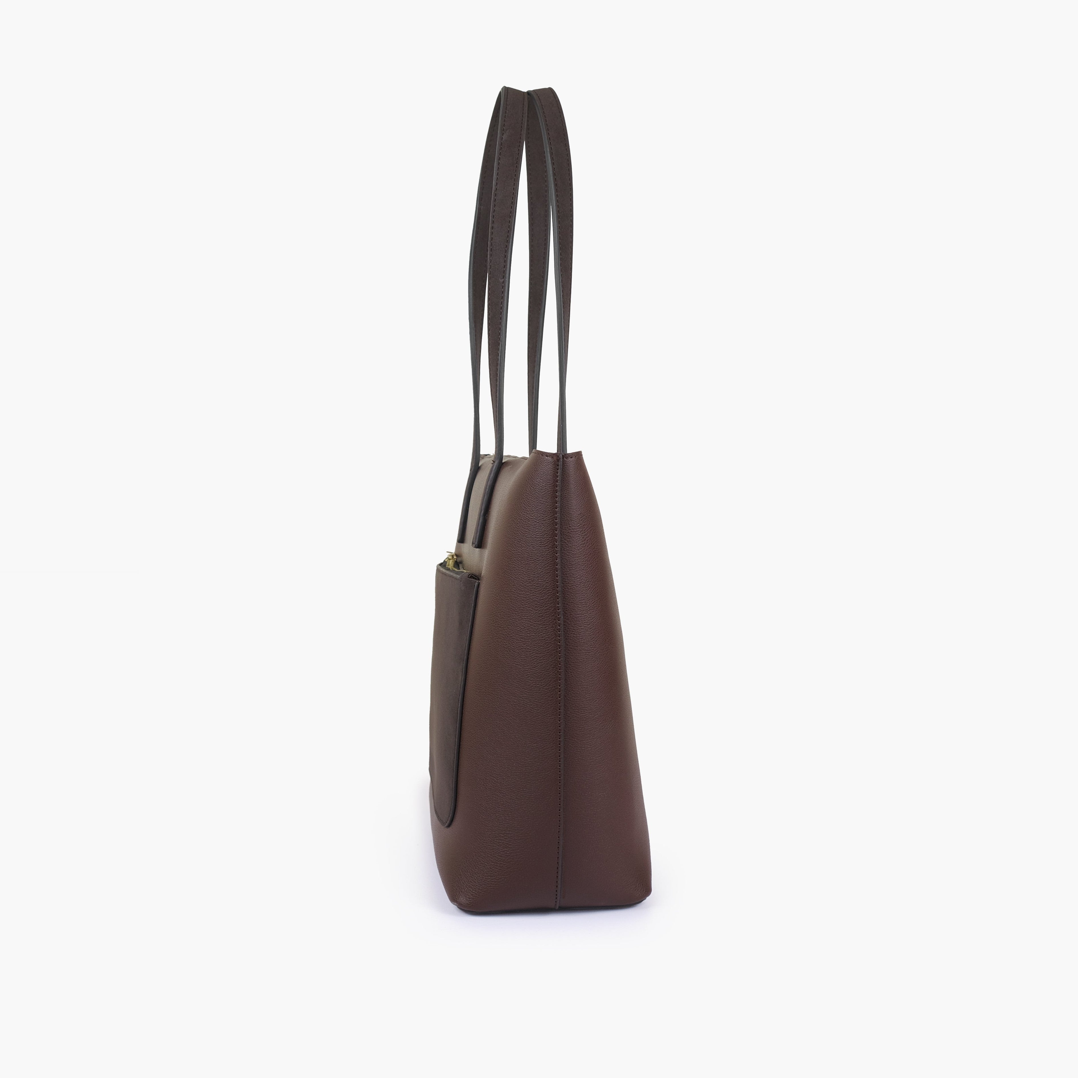 Dark Brown front pocket tote bag