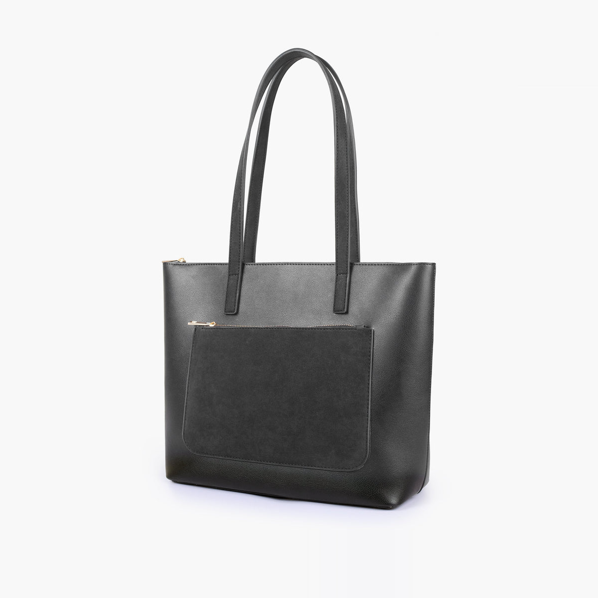Black front pocket tote bag
