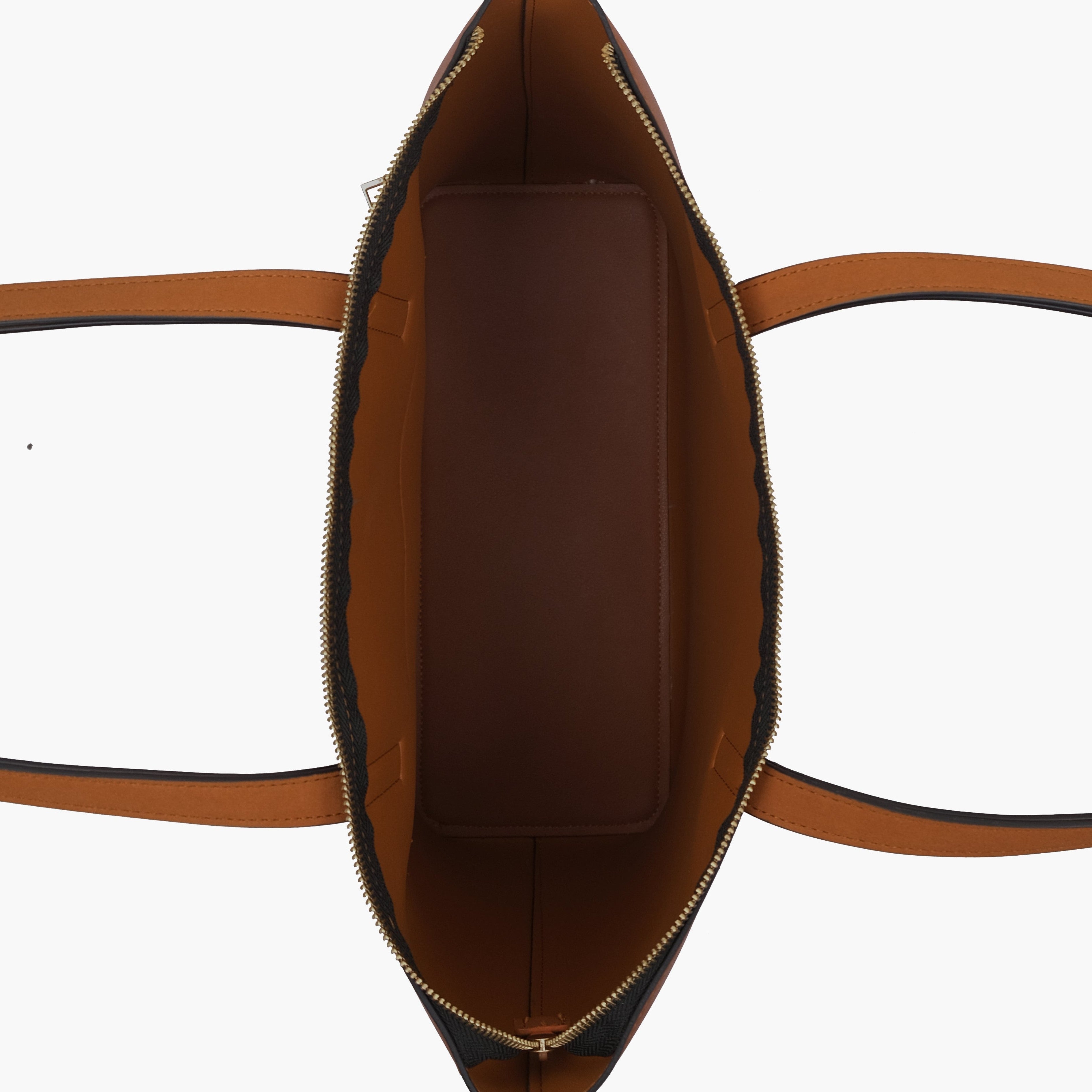 Tan front pocket tote bag