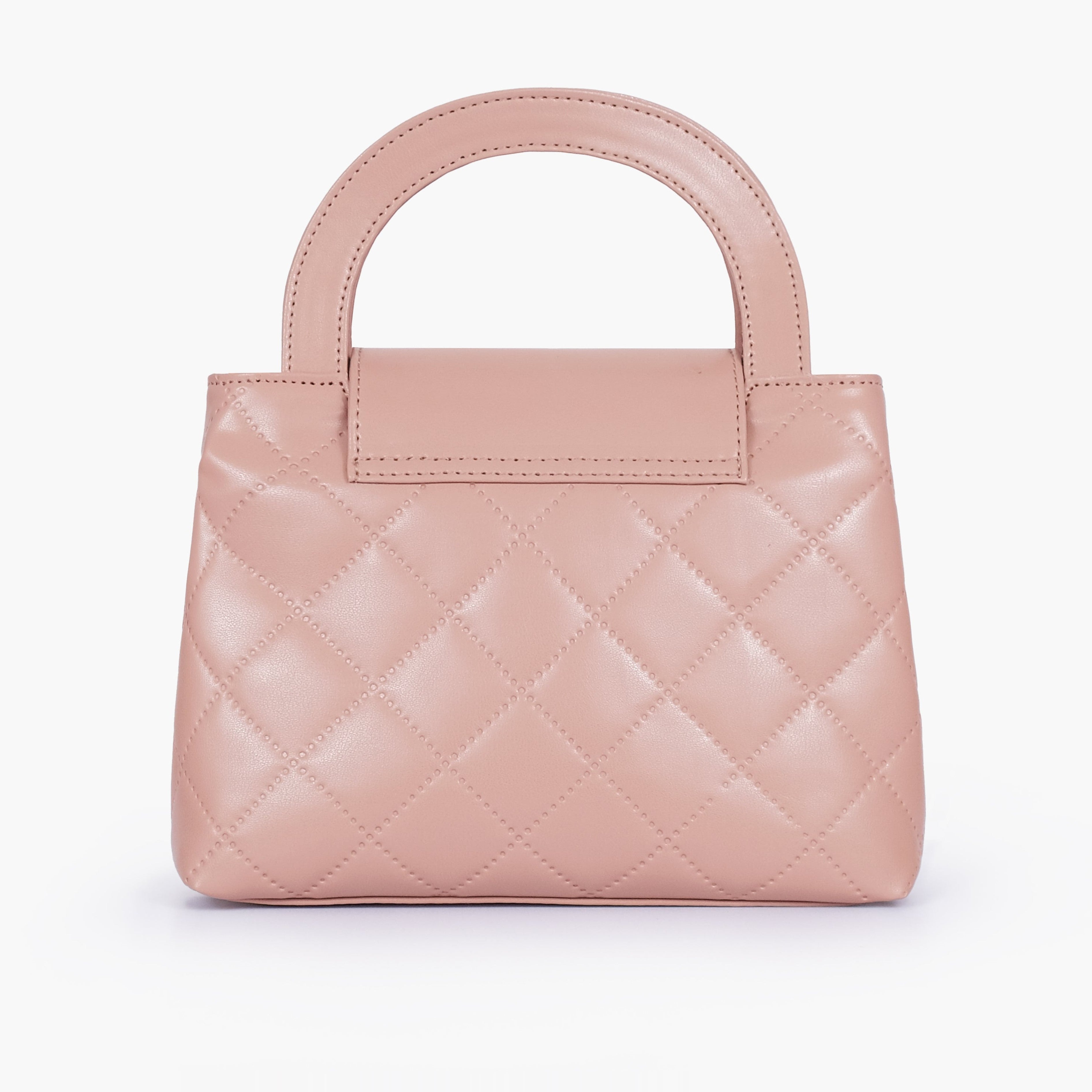 Baby pink flap quilted bag with top handle