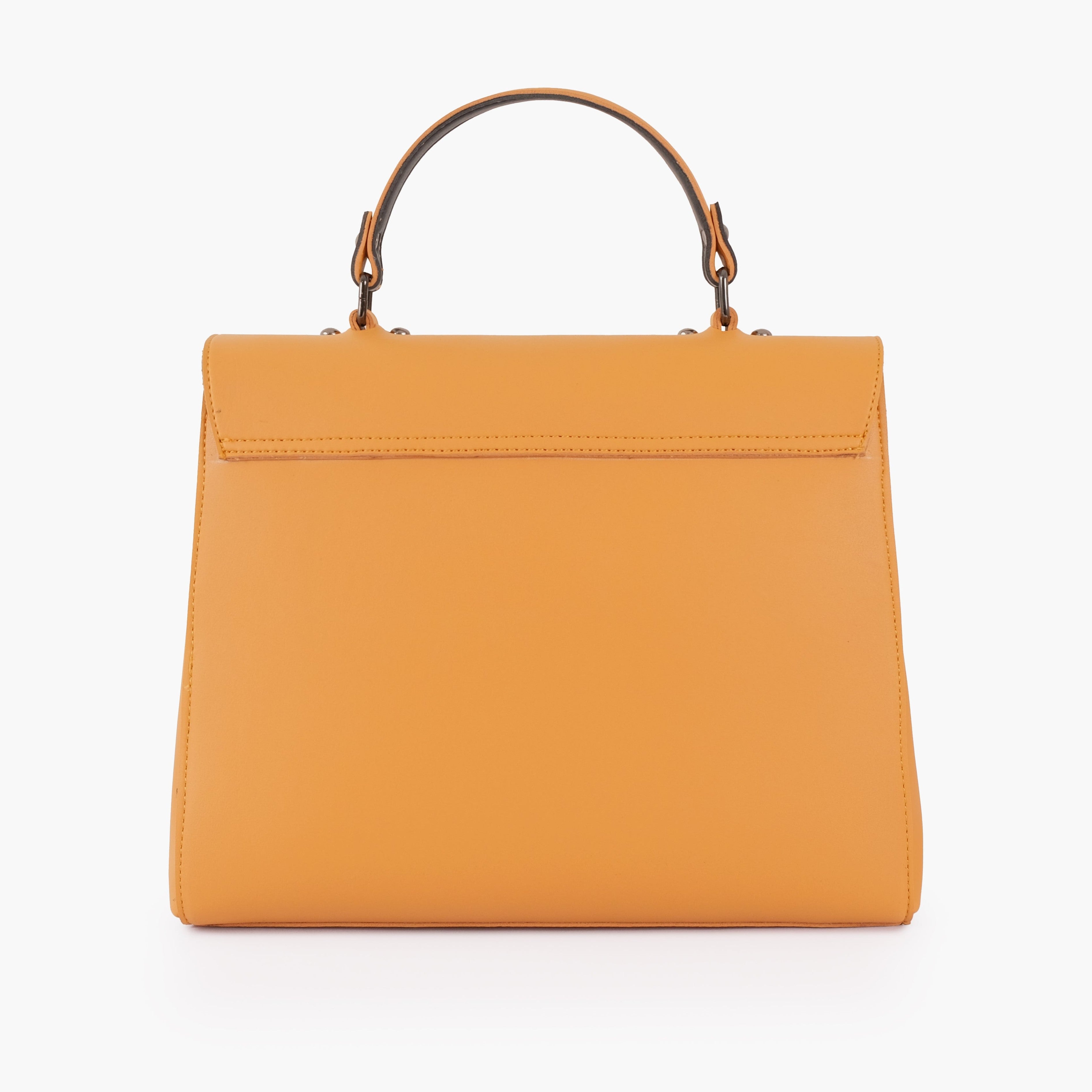 Mustard flap-over top-handle bag