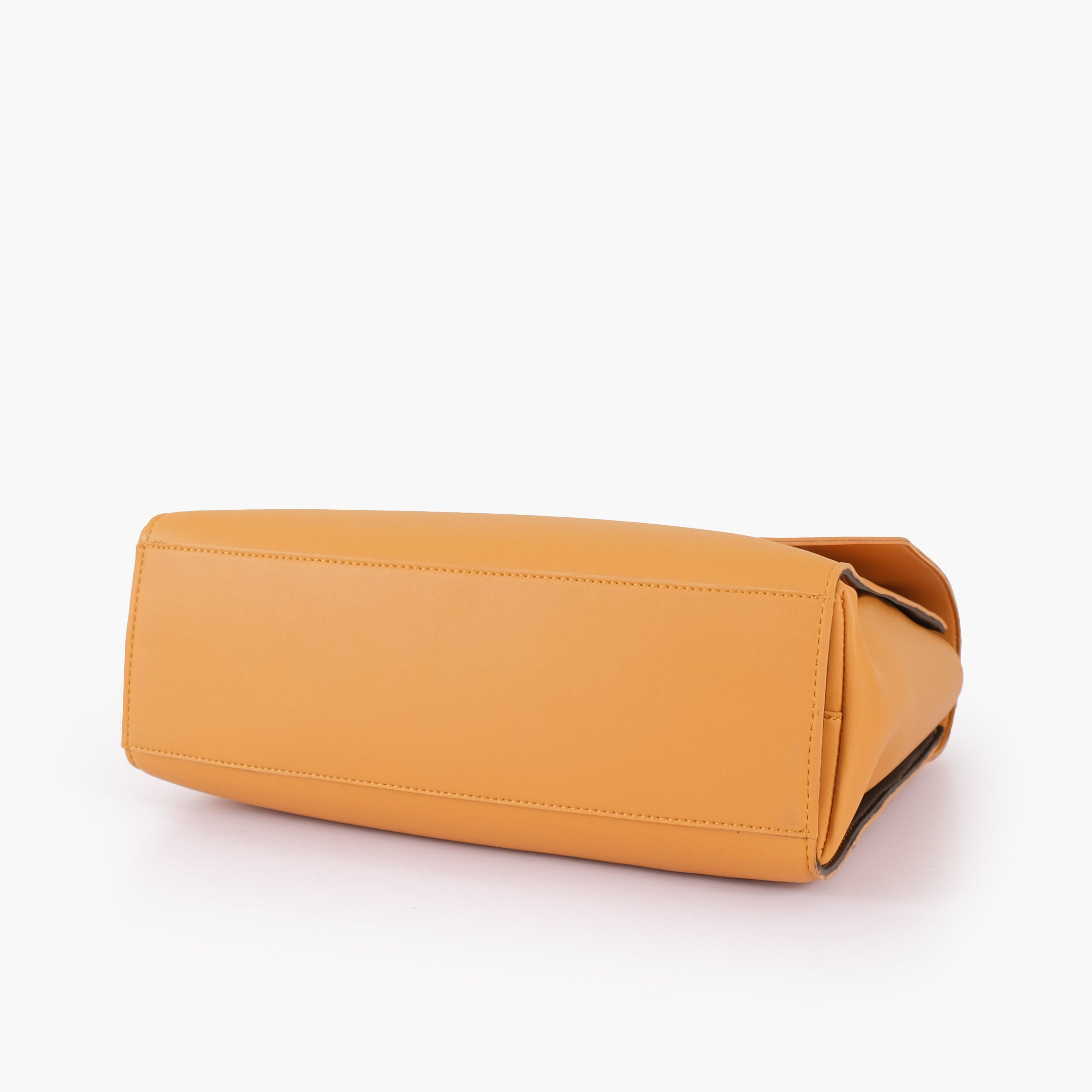 Mustard flap-over top-handle bag