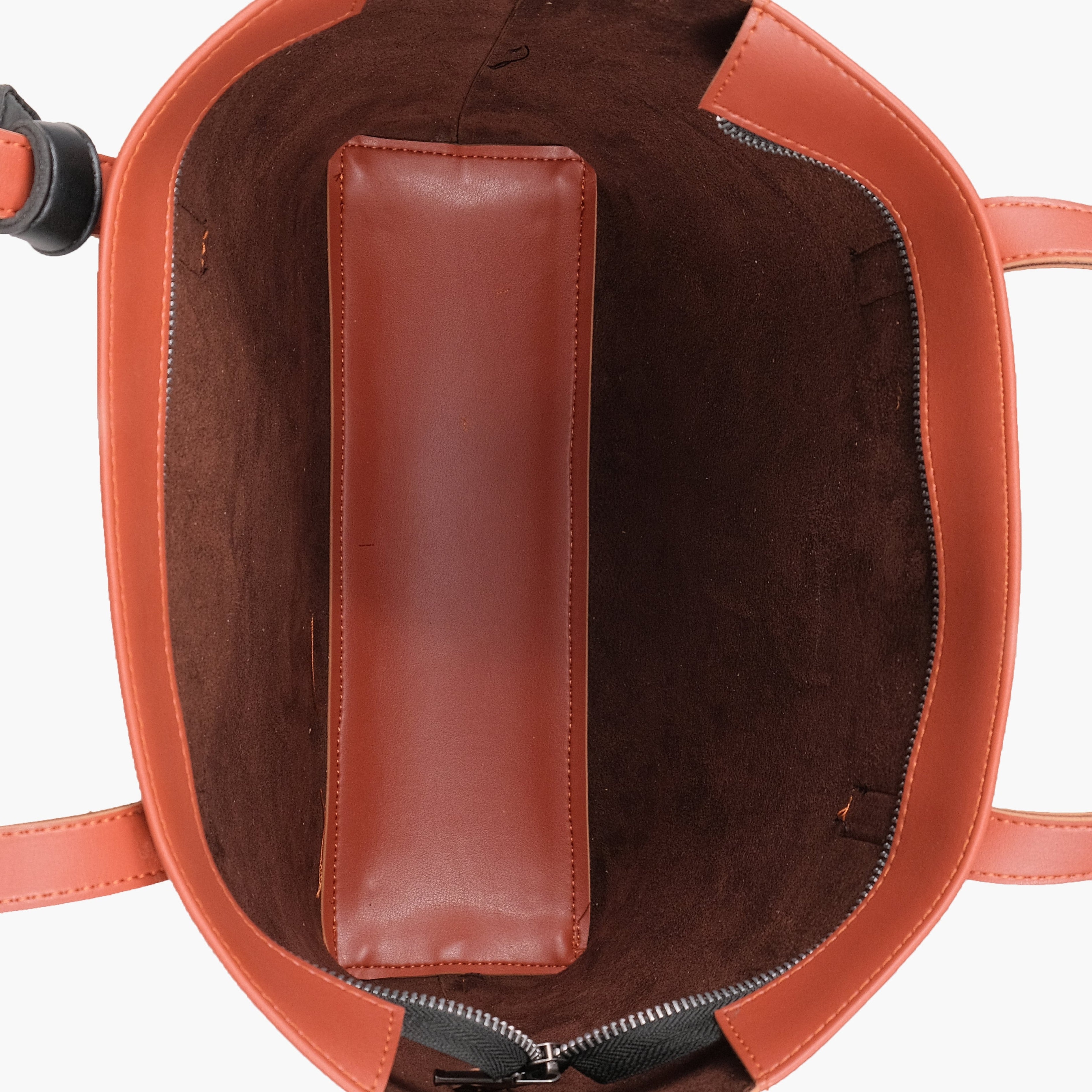 Rust tote bag with detachable pouch