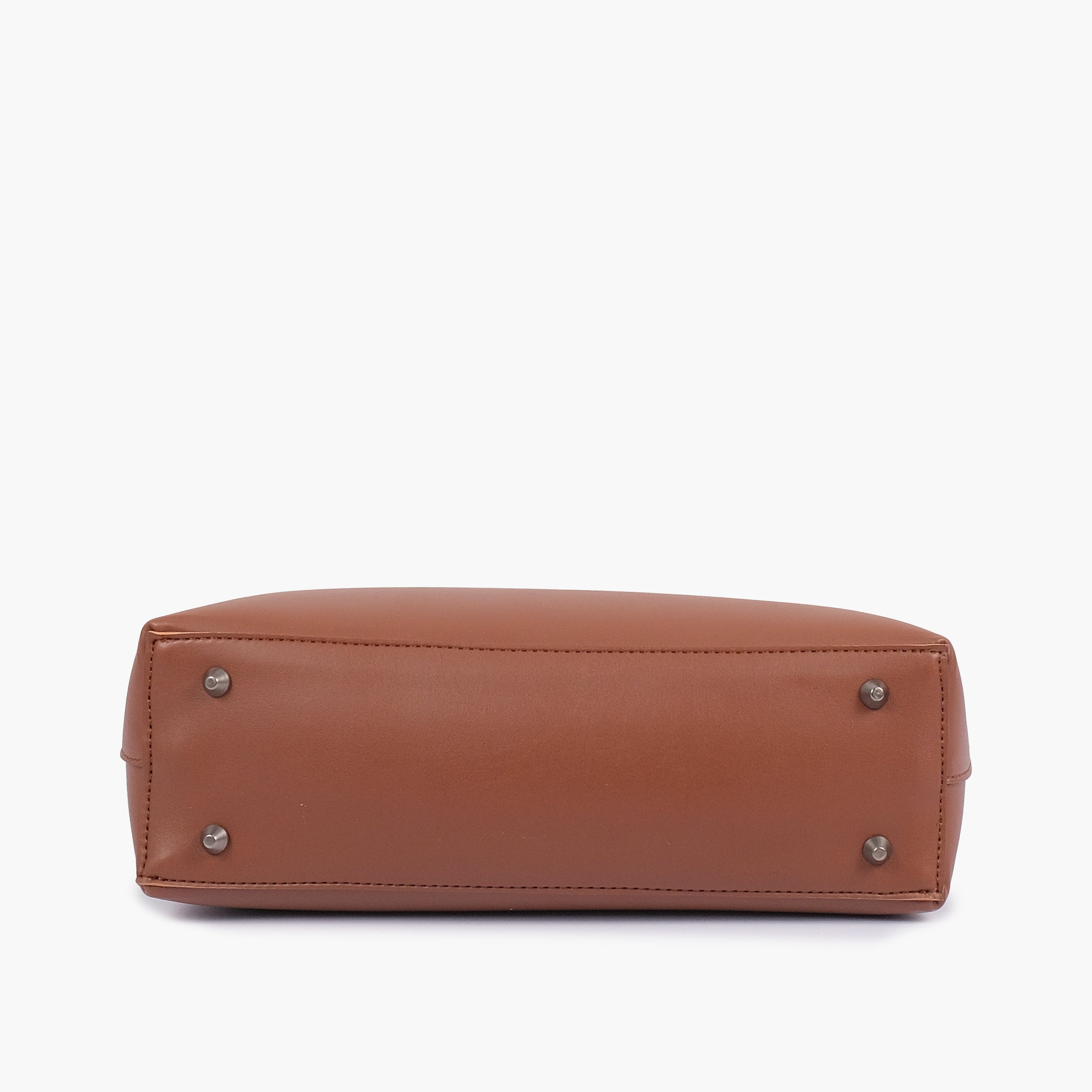 Brown tote bag with detachable pouch