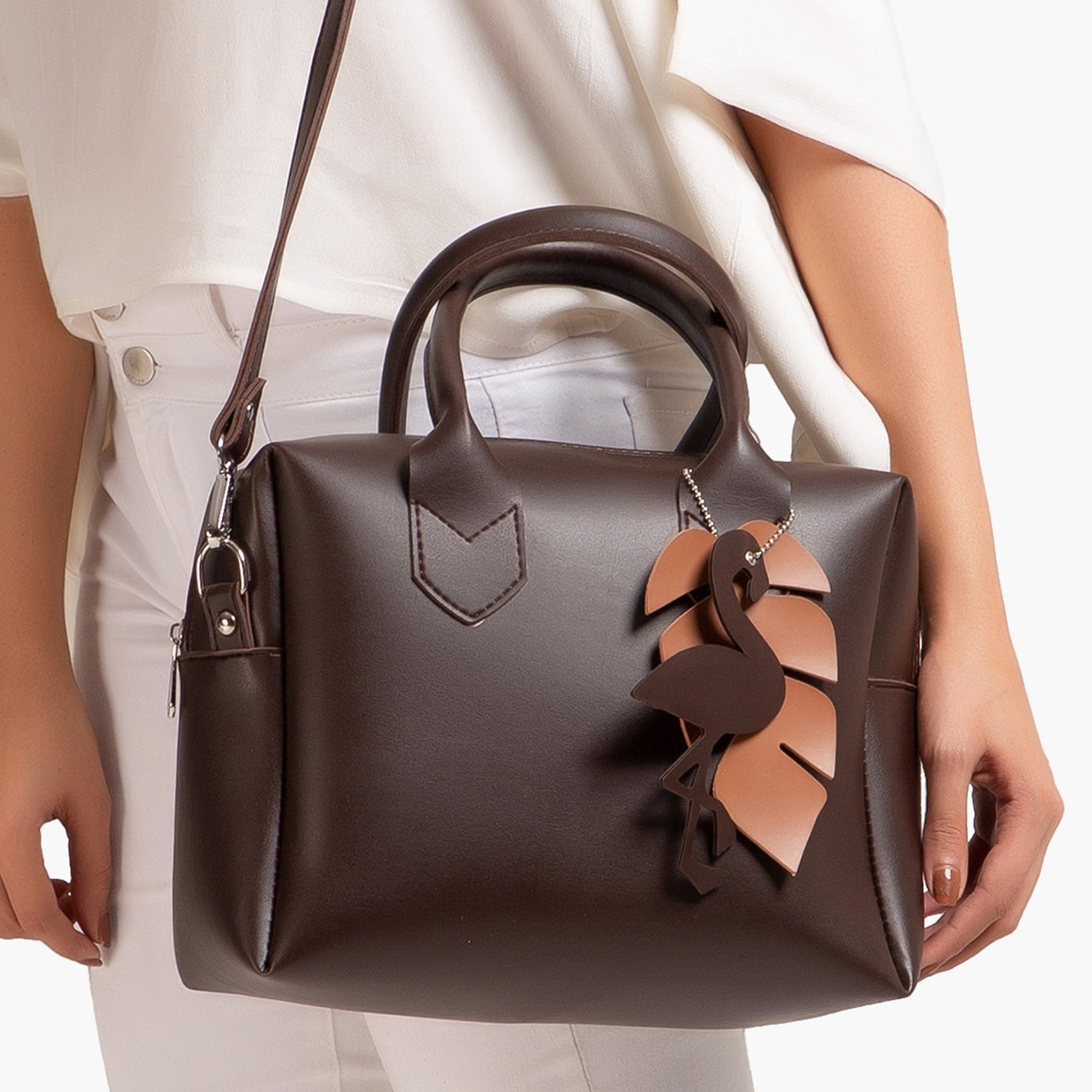 Dark brown mini bowling bag