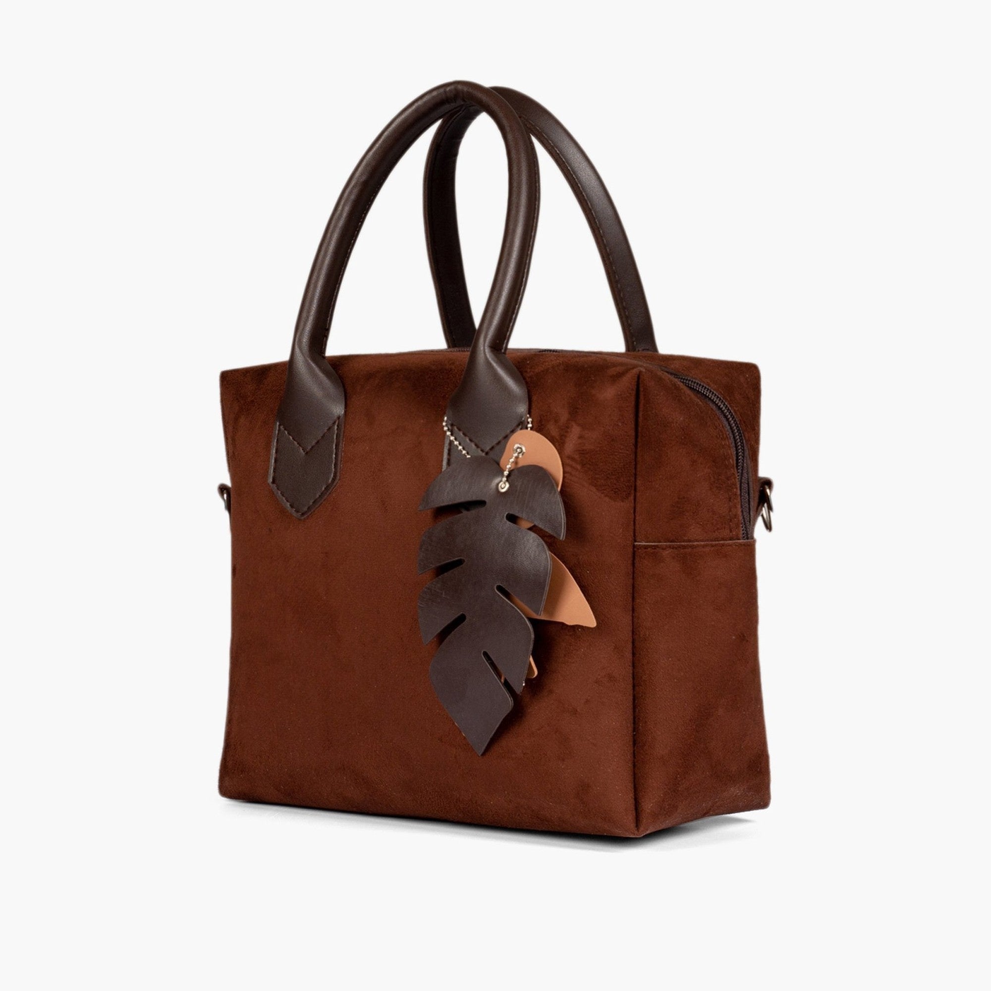 Dark brown suede mini bowling bag