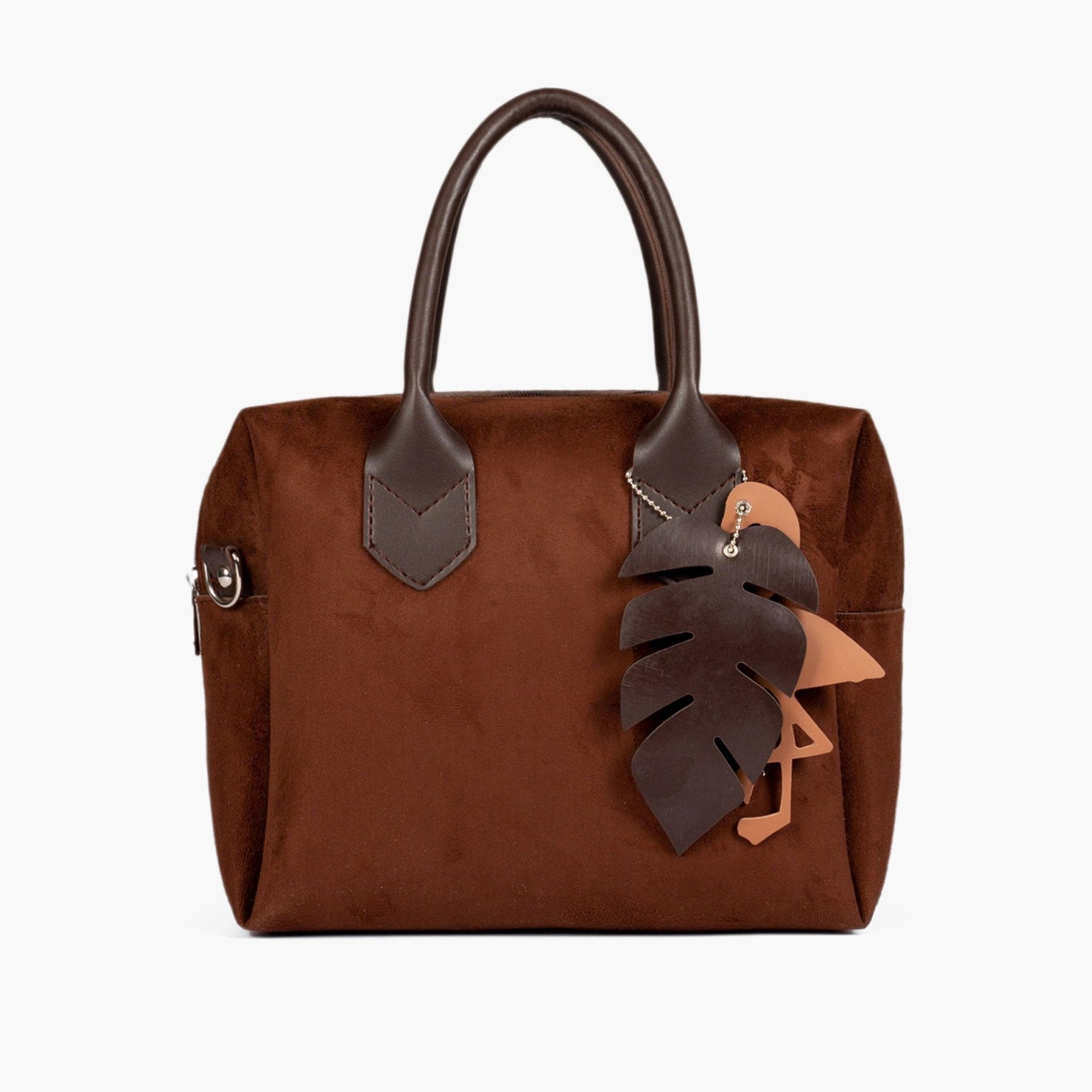 Dark brown suede mini bowling bag