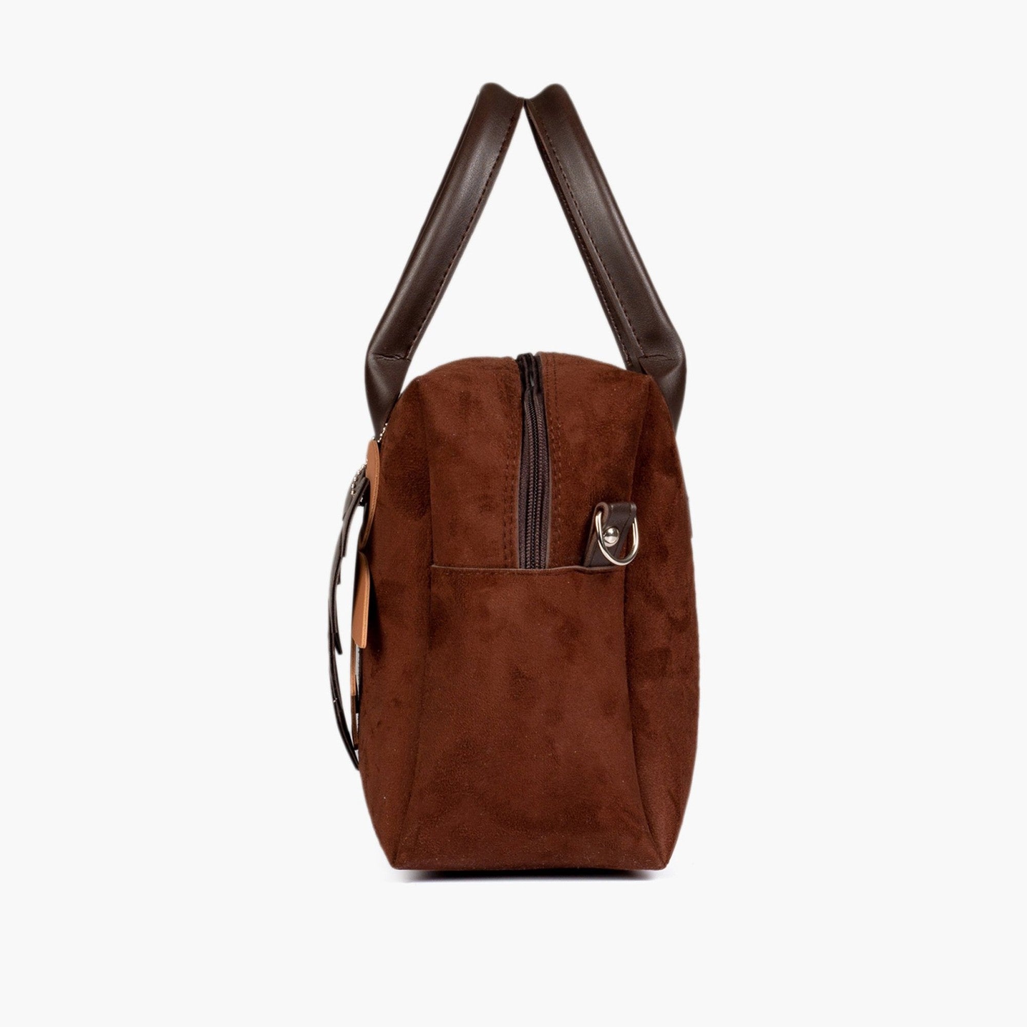 Dark brown suede mini bowling bag