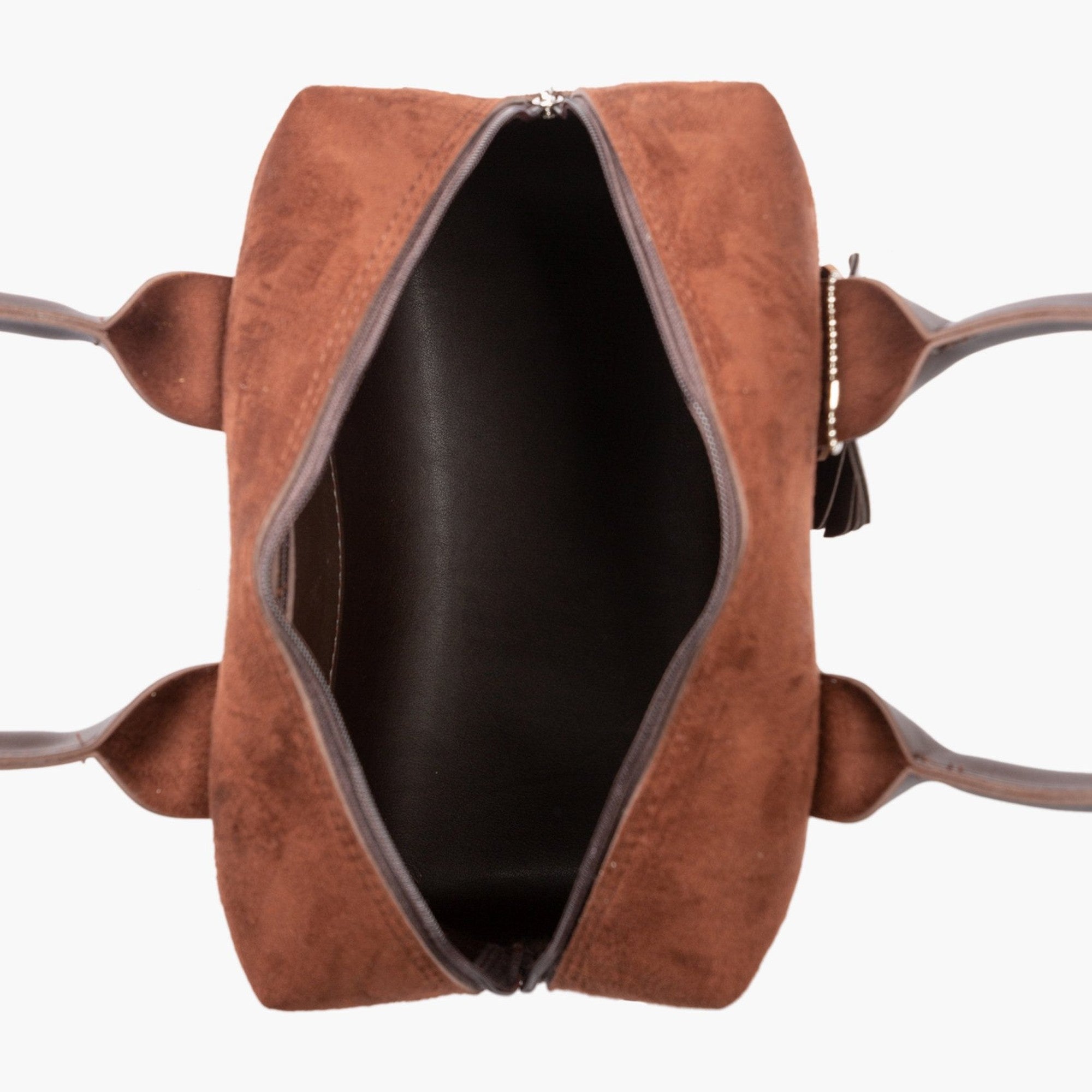 Dark brown suede mini bowling bag
