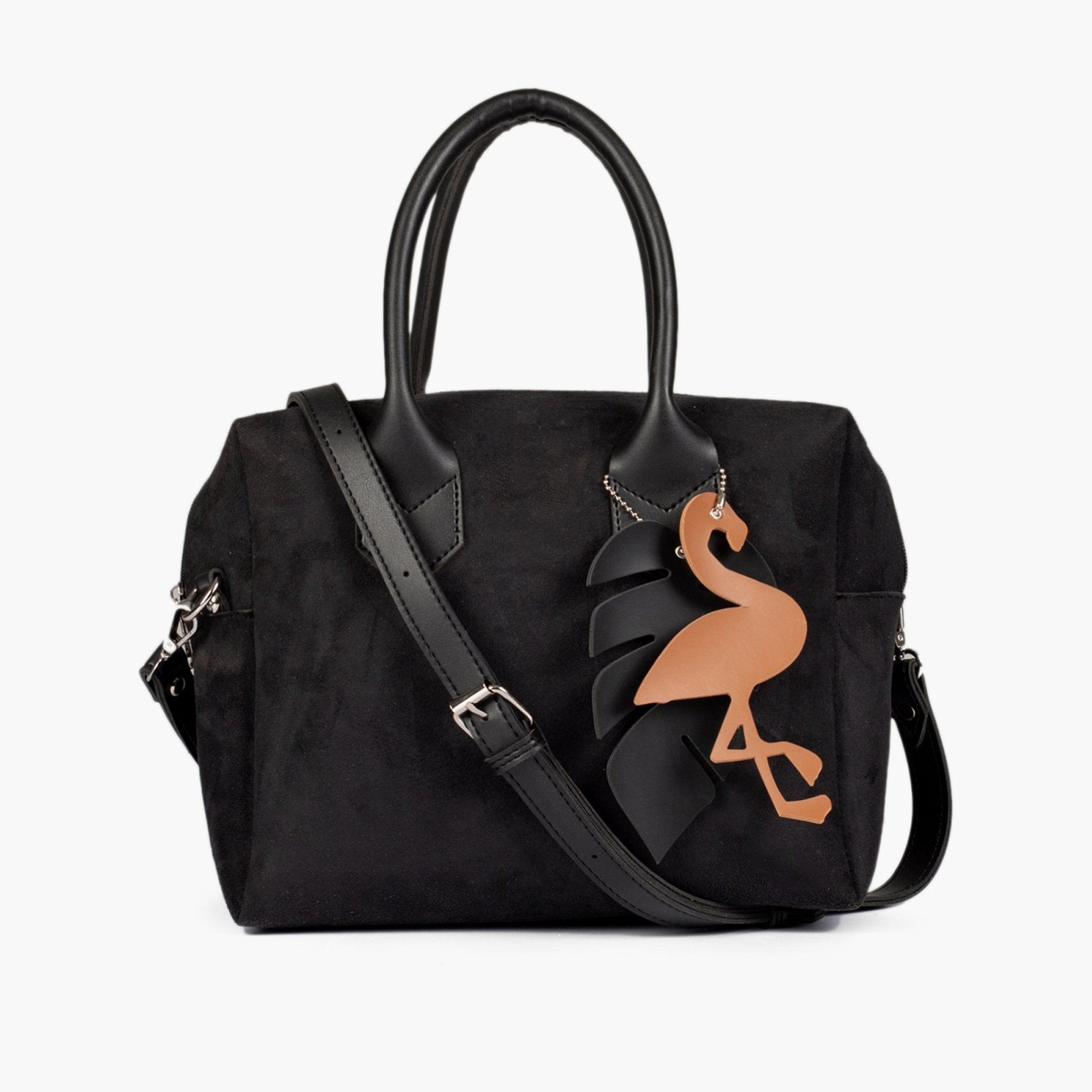 Black suede mini bowling bag